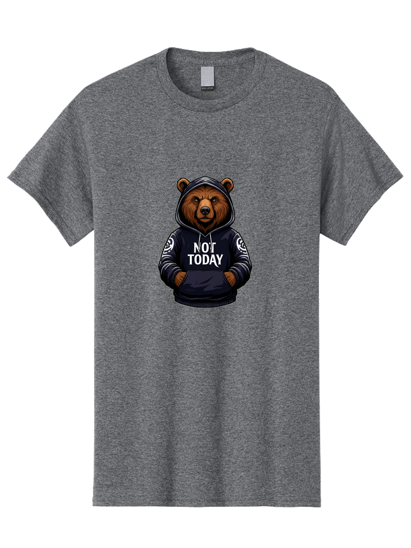 Not-Today-Bear-12 Men'S Graphic Tee, 100% Cotton, Comfortable Casual Summer Wear, Machine Washable, Vintage Camera, Old Camera, Antique Camera, Black Camera, Classic Photography, Photography Equipment, Nostalgic Device, Film Camera, Camera Art Bak960
