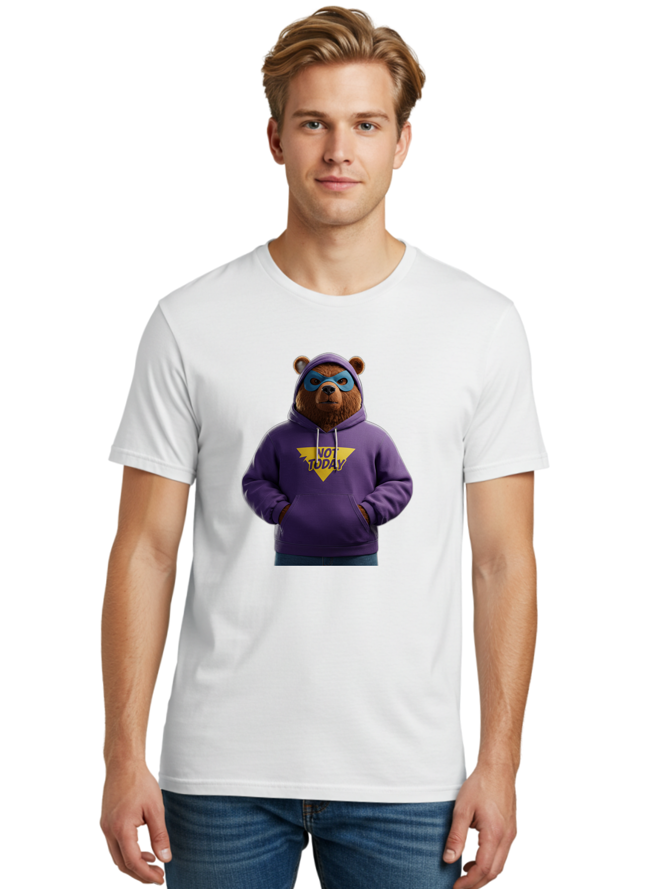 Not-Today-Bear-14 Men'S Graphic Tee, 100% Cotton, Comfortable Casual Summer Wear, Machine Washable, Vintage Camera, Old Camera, Antique Camera, Black Camera, Classic Photography, Photography Equipment, Nostalgic Device, Film Camera, Camera Art Bak962