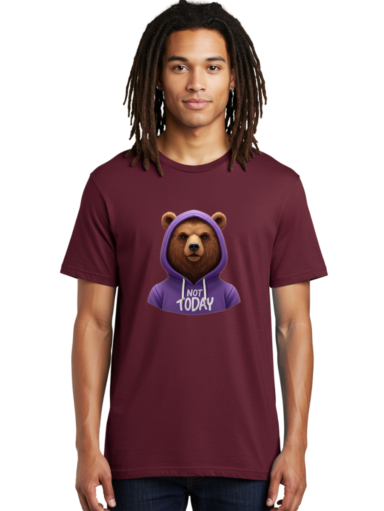 Not-Today-Bear-2 Men'S Graphic Tee, 100% Cotton, Comfortable Casual Summer Wear, Machine Washable, Vintage Camera, Old Camera, Antique Camera, Black Camera, Classic Photography, Photography Equipment, Nostalgic Device, Film Camera, Camera Art Bak963