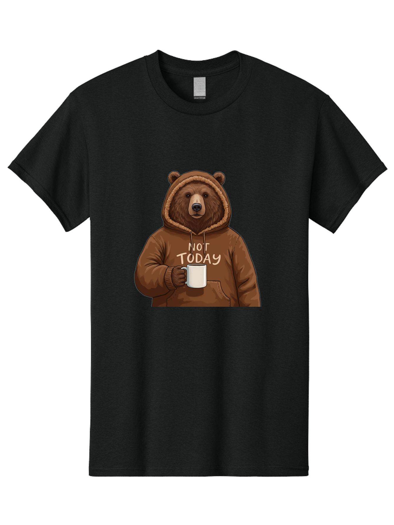 Not-Today-Bear-4 Men'S Graphic Tee, 100% Cotton, Comfortable Casual Summer Wear, Machine Washable, Vintage Camera, Old Camera, Antique Camera, Black Camera, Classic Photography, Photography Equipment, Nostalgic Device, Film Camera, Camera Art Bak965