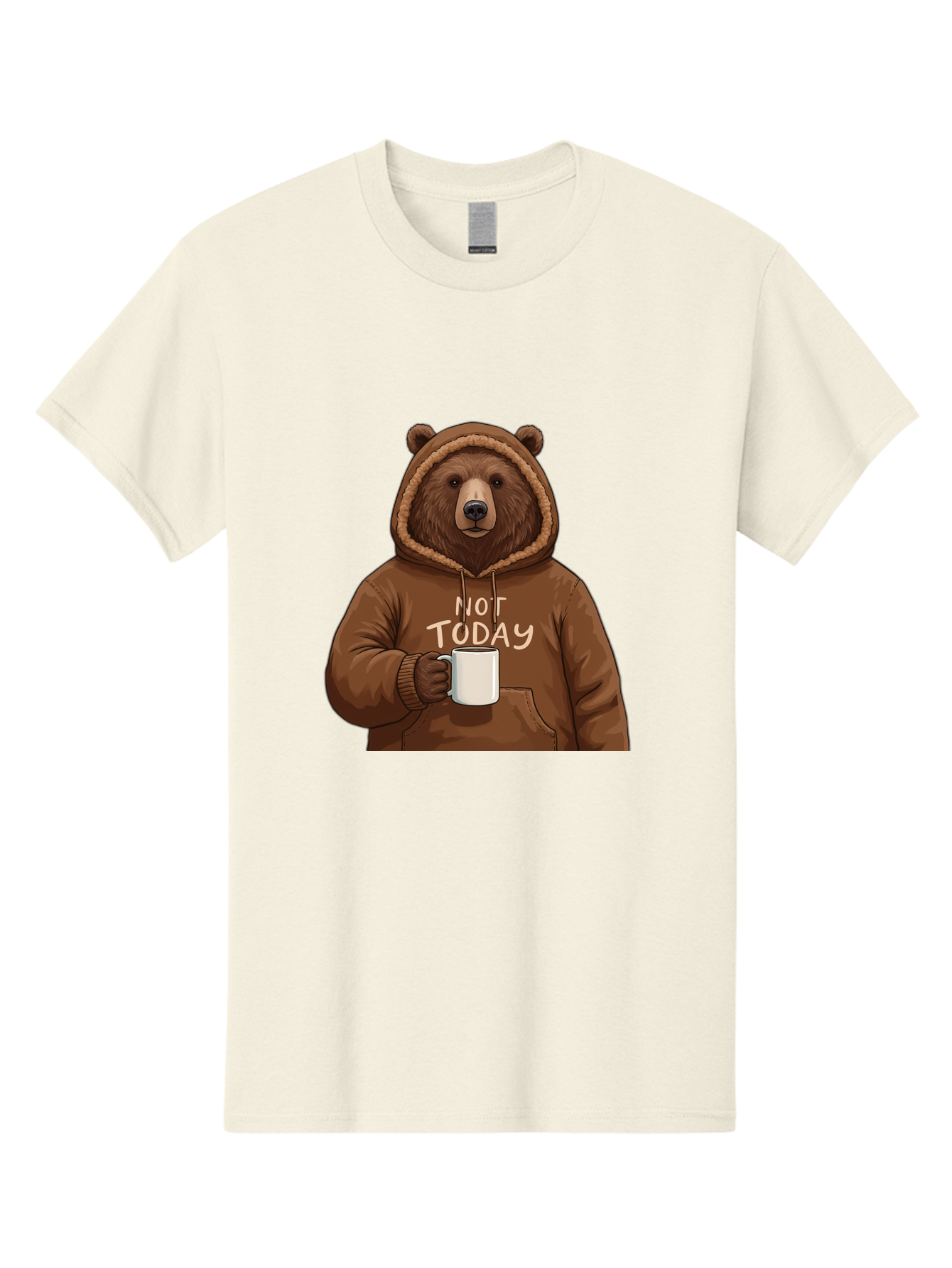 Not-Today-Bear-4 Men'S Graphic Tee, 100% Cotton, Comfortable Casual Summer Wear, Machine Washable, Vintage Camera, Old Camera, Antique Camera, Black Camera, Classic Photography, Photography Equipment, Nostalgic Device, Film Camera, Camera Art Bak965