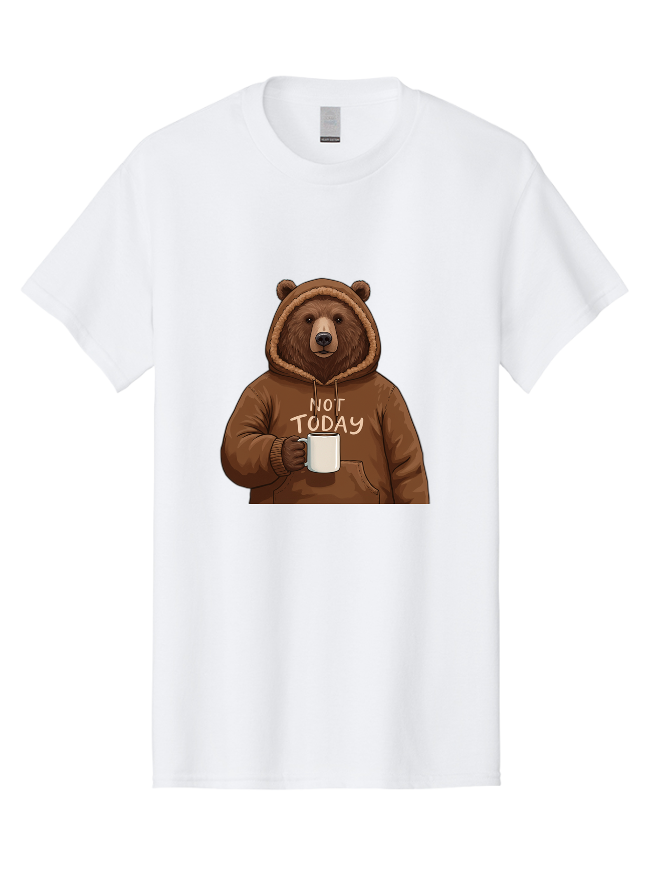 Not-Today-Bear-4 Men'S Graphic Tee, 100% Cotton, Comfortable Casual Summer Wear, Machine Washable, Vintage Camera, Old Camera, Antique Camera, Black Camera, Classic Photography, Photography Equipment, Nostalgic Device, Film Camera, Camera Art Bak965