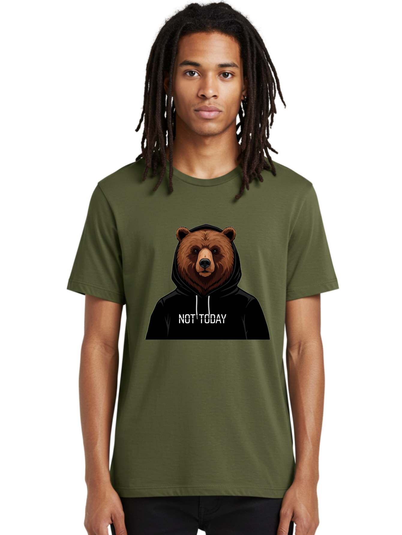 Not-Today-Bear-5 Men'S Graphic Tee, 100% Cotton, Comfortable Casual Summer Wear, Machine Washable, Vintage Camera, Old Camera, Antique Camera, Black Camera, Classic Photography, Photography Equipment, Nostalgic Device, Film Camera, Camera Art Bak966