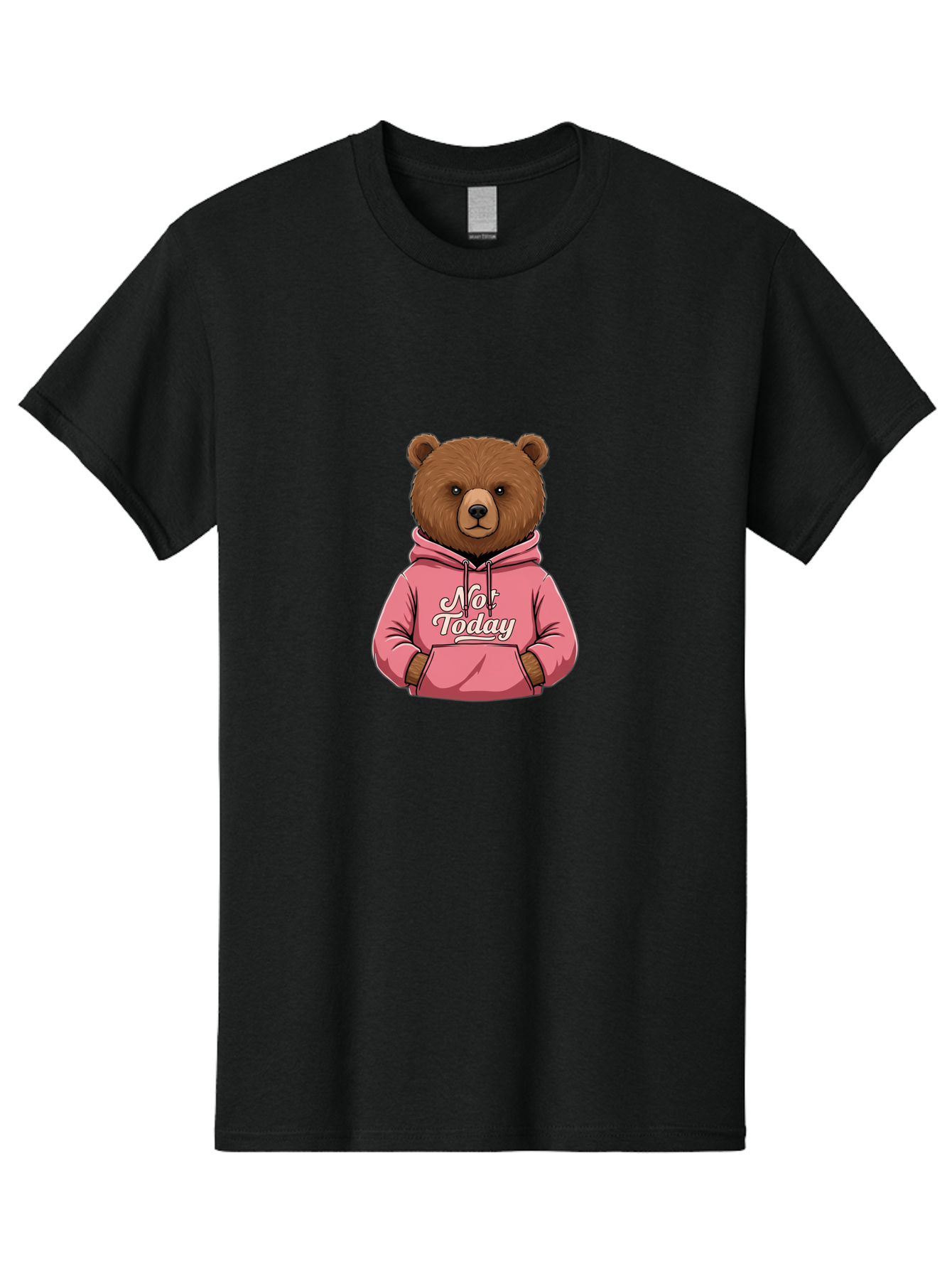 Not-Today-Bear-6 Men'S Graphic Tee, 100% Cotton, Comfortable Casual Summer Wear, Machine Washable, Vintage Camera, Old Camera, Antique Camera, Black Camera, Classic Photography, Photography Equipment, Nostalgic Device, Film Camera, Camera Art Bak967