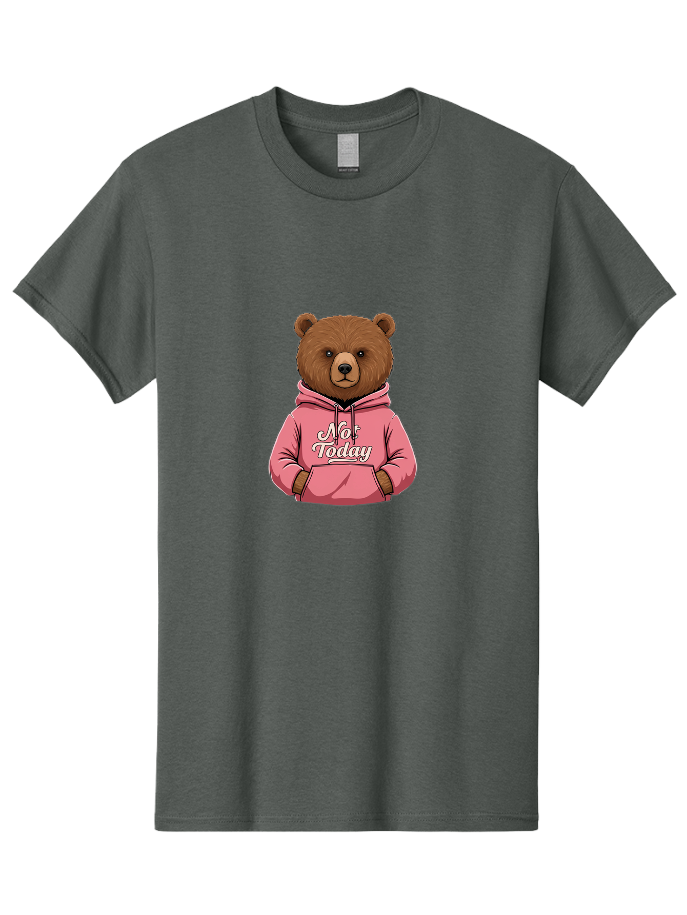 Not-Today-Bear-6 Men'S Graphic Tee, 100% Cotton, Comfortable Casual Summer Wear, Machine Washable, Vintage Camera, Old Camera, Antique Camera, Black Camera, Classic Photography, Photography Equipment, Nostalgic Device, Film Camera, Camera Art Bak967