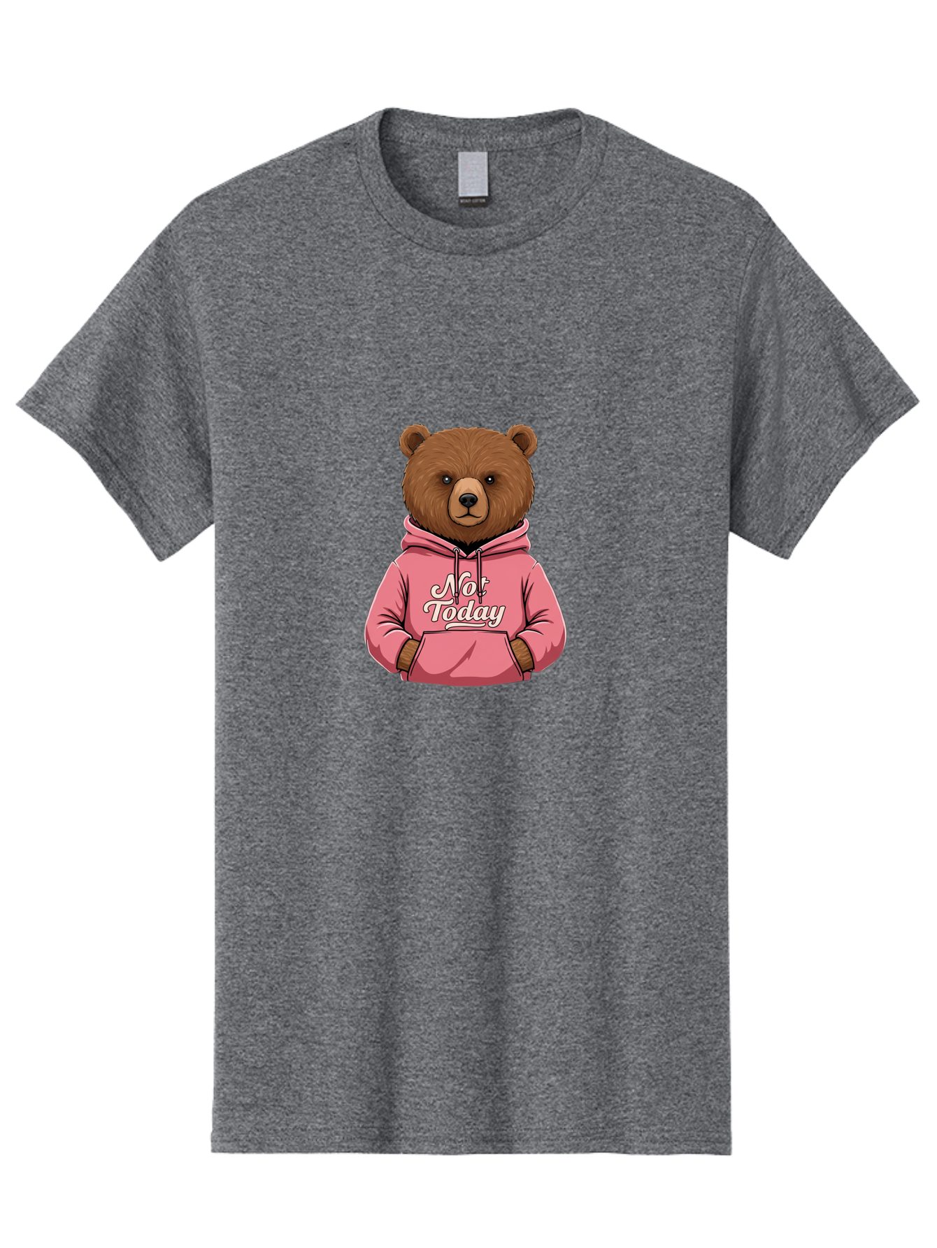 Not-Today-Bear-6 Men'S Graphic Tee, 100% Cotton, Comfortable Casual Summer Wear, Machine Washable, Vintage Camera, Old Camera, Antique Camera, Black Camera, Classic Photography, Photography Equipment, Nostalgic Device, Film Camera, Camera Art Bak967