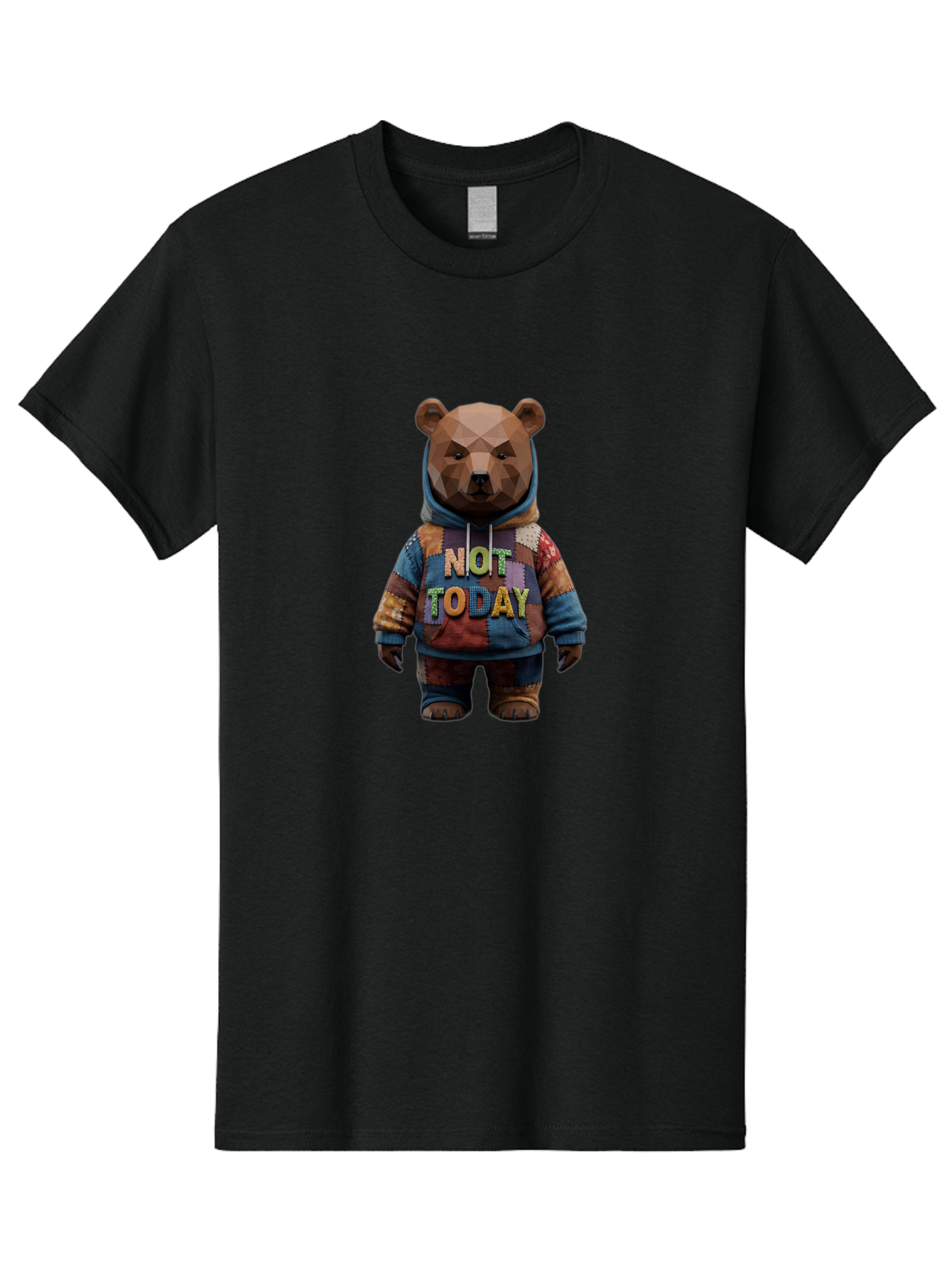 Not-Today-Bear-7 Men'S Graphic Tee, 100% Cotton, Comfortable Casual Summer Wear, Machine Washable, Vintage Camera, Old Camera, Antique Camera, Black Camera, Classic Photography, Photography Equipment, Nostalgic Device, Film Camera, Camera Art Bak968