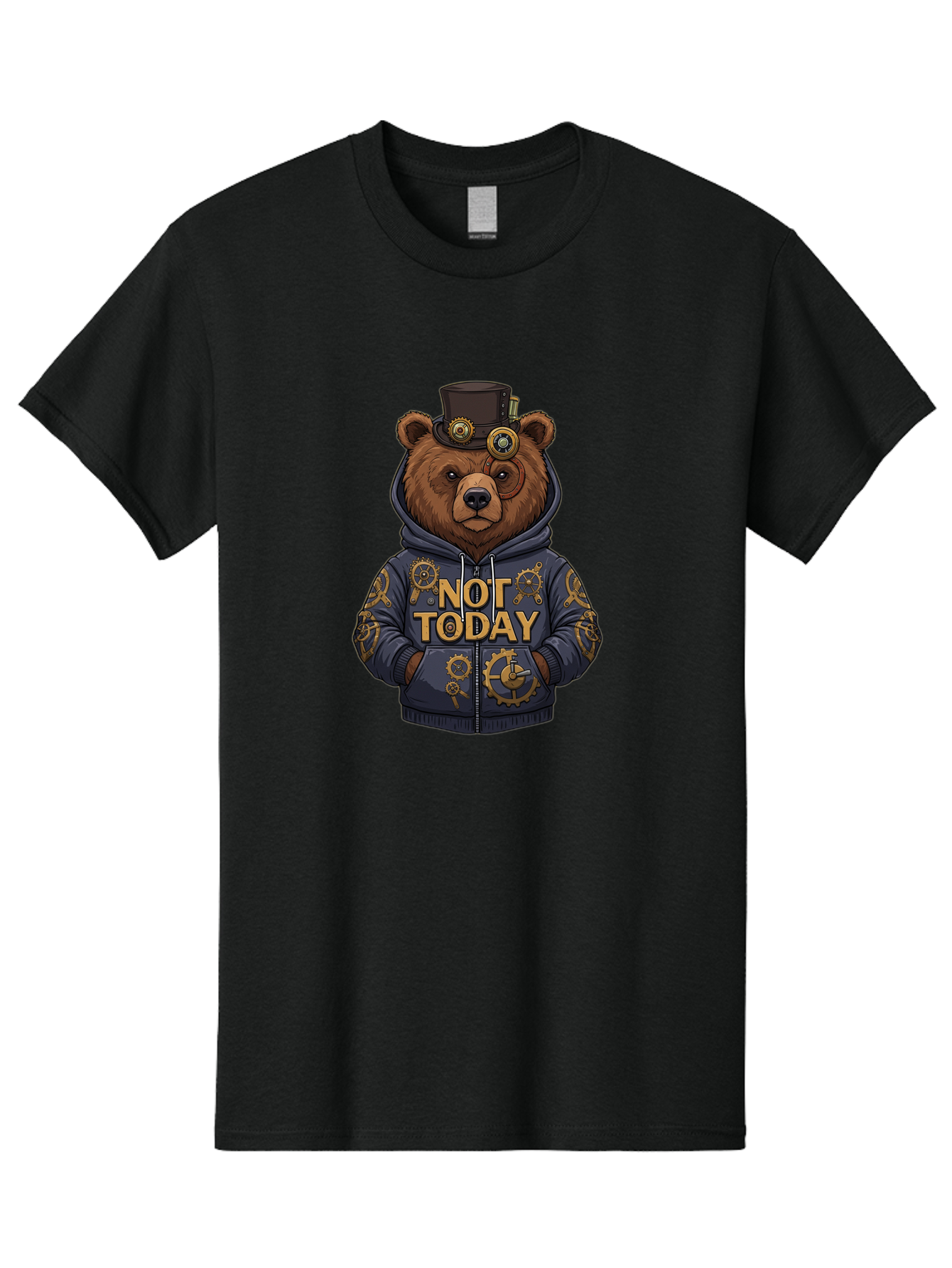 Not-Today-Bear-9 Men'S Graphic Tee, 100% Cotton, Comfortable Casual Summer Wear, Machine Washable, Vintage Camera, Old Camera, Antique Camera, Black Camera, Classic Photography, Photography Equipment, Nostalgic Device, Film Camera, Camera Art Bak970