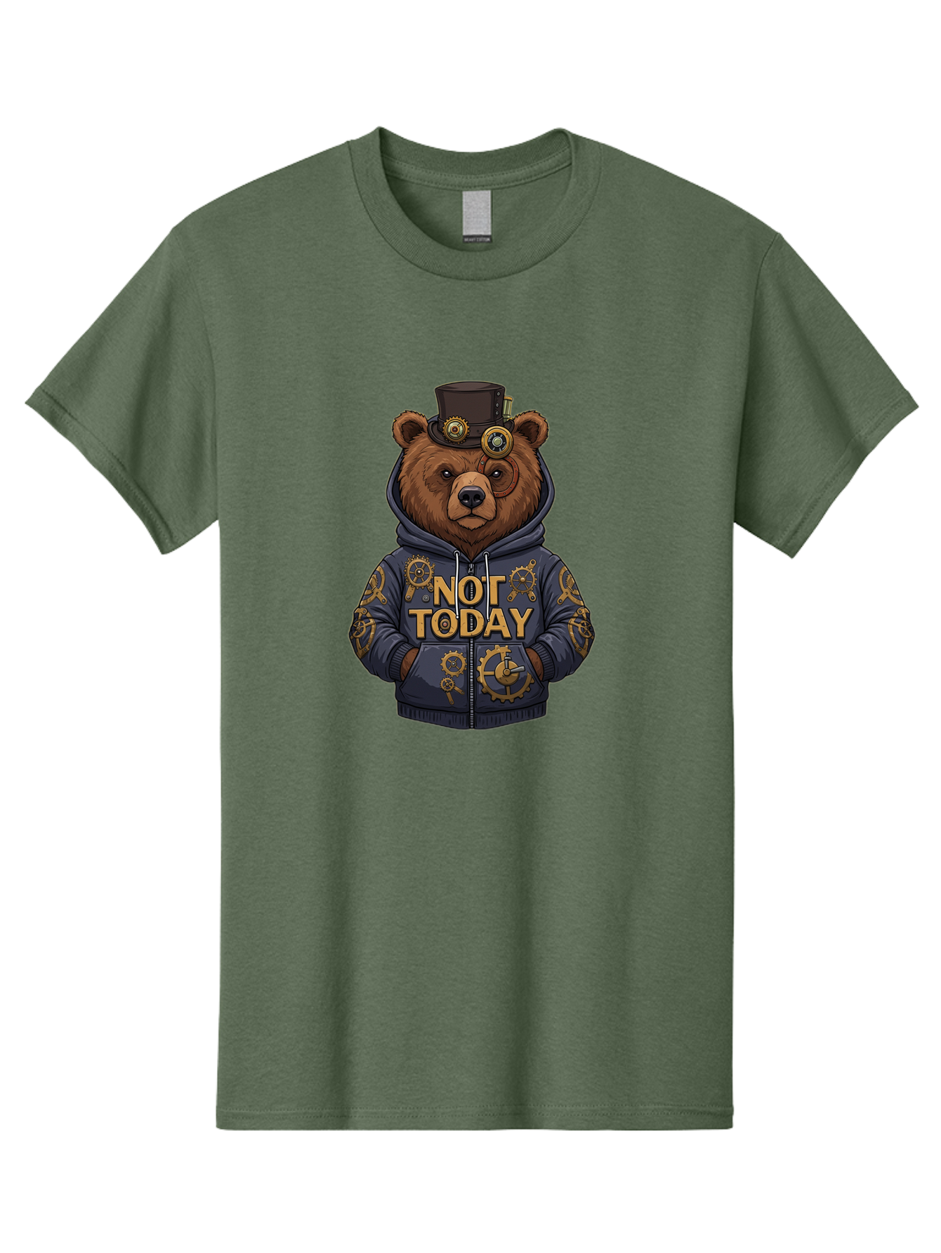 Not-Today-Bear-9 Men'S Graphic Tee, 100% Cotton, Comfortable Casual Summer Wear, Machine Washable, Vintage Camera, Old Camera, Antique Camera, Black Camera, Classic Photography, Photography Equipment, Nostalgic Device, Film Camera, Camera Art Bak970