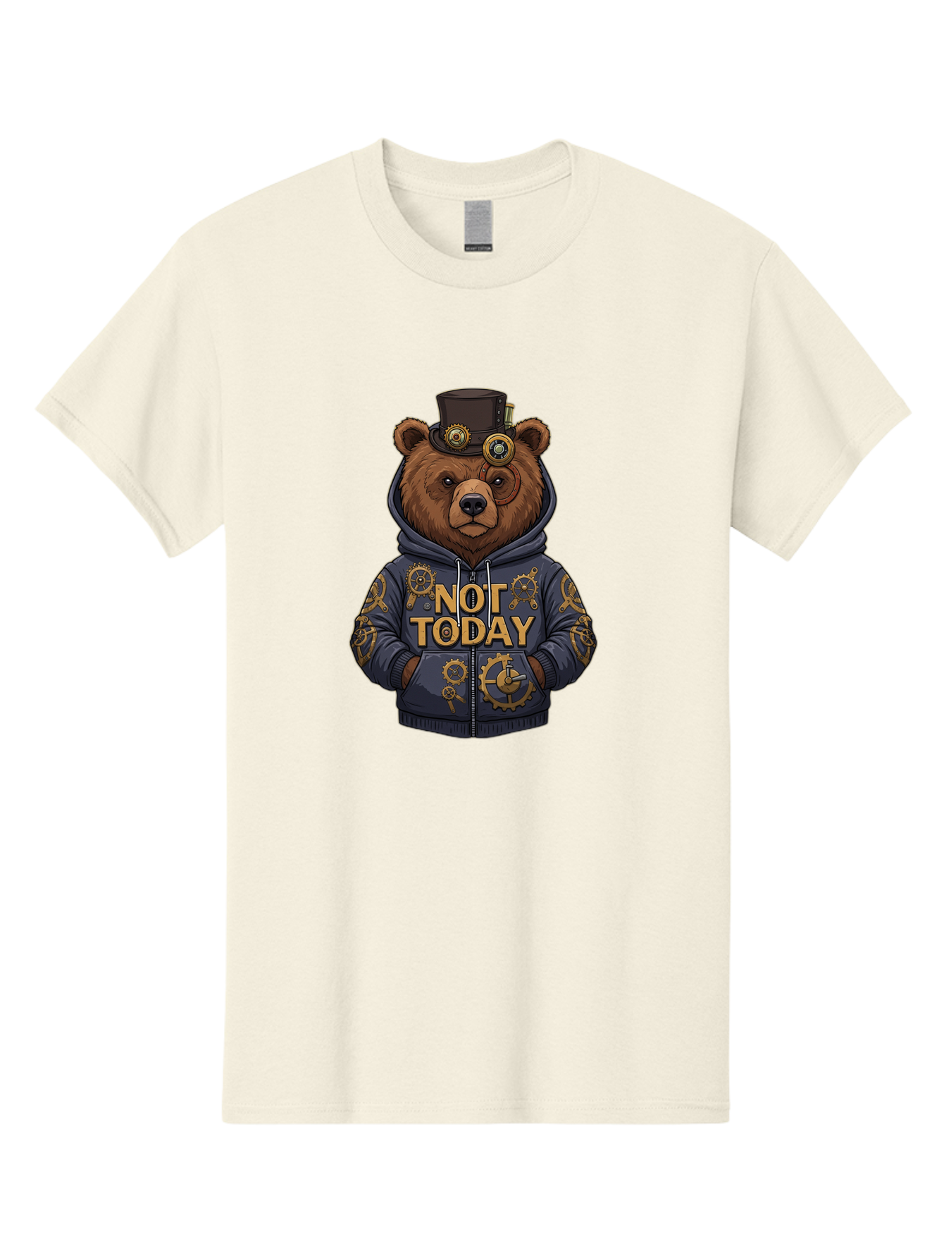 Not-Today-Bear-9 Men'S Graphic Tee, 100% Cotton, Comfortable Casual Summer Wear, Machine Washable, Vintage Camera, Old Camera, Antique Camera, Black Camera, Classic Photography, Photography Equipment, Nostalgic Device, Film Camera, Camera Art Bak970