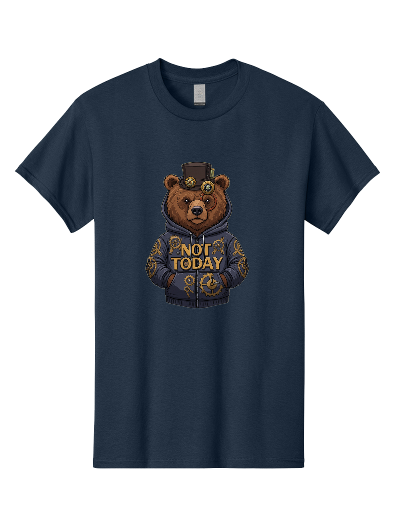 Not-Today-Bear-9 Men'S Graphic Tee, 100% Cotton, Comfortable Casual Summer Wear, Machine Washable, Vintage Camera, Old Camera, Antique Camera, Black Camera, Classic Photography, Photography Equipment, Nostalgic Device, Film Camera, Camera Art Bak970