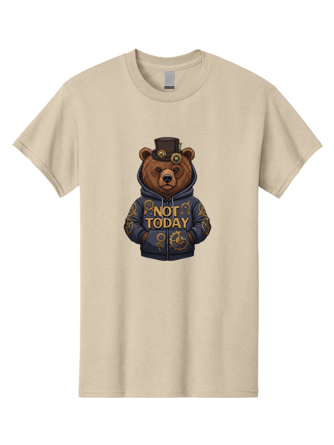 Not-Today-Bear-9 Men'S Graphic Tee, 100% Cotton, Comfortable Casual Summer Wear, Machine Washable, Vintage Camera, Old Camera, Antique Camera, Black Camera, Classic Photography, Photography Equipment, Nostalgic Device, Film Camera, Camera Art Bak970