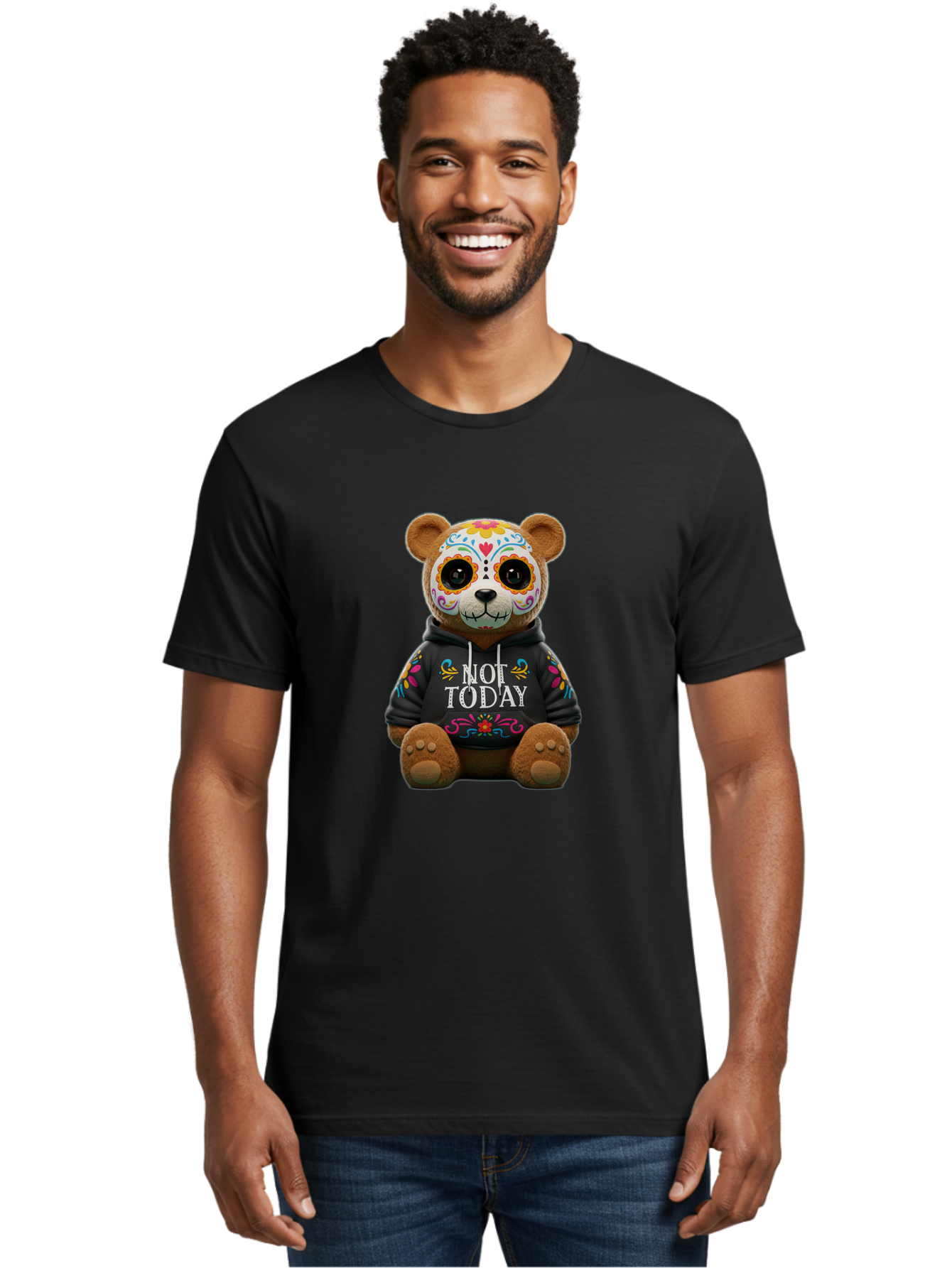 Not-Today-Teddy-Bear-1 Men'S Graphic Tee, 100% Cotton, Comfortable Casual Summer Wear, Machine Washable, Vintage Camera, Old Camera, Antique Camera, Black Camera, Classic Photography, Photography Equipment, Nostalgic Device, Film Camera, Bak972