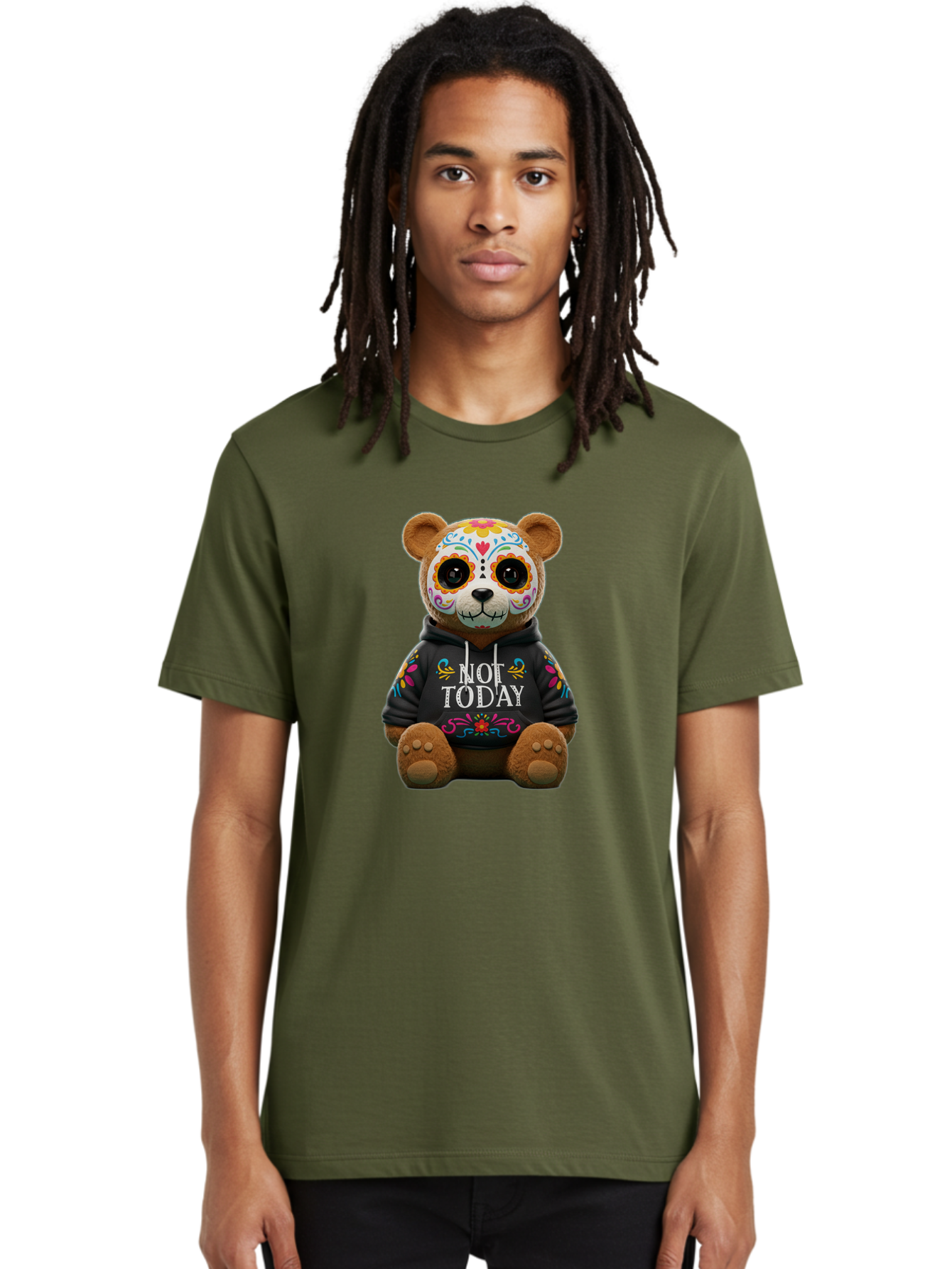 Not-Today-Teddy-Bear-1 Men'S Graphic Tee, 100% Cotton, Comfortable Casual Summer Wear, Machine Washable, Vintage Camera, Old Camera, Antique Camera, Black Camera, Classic Photography, Photography Equipment, Nostalgic Device, Film Camera, Bak972