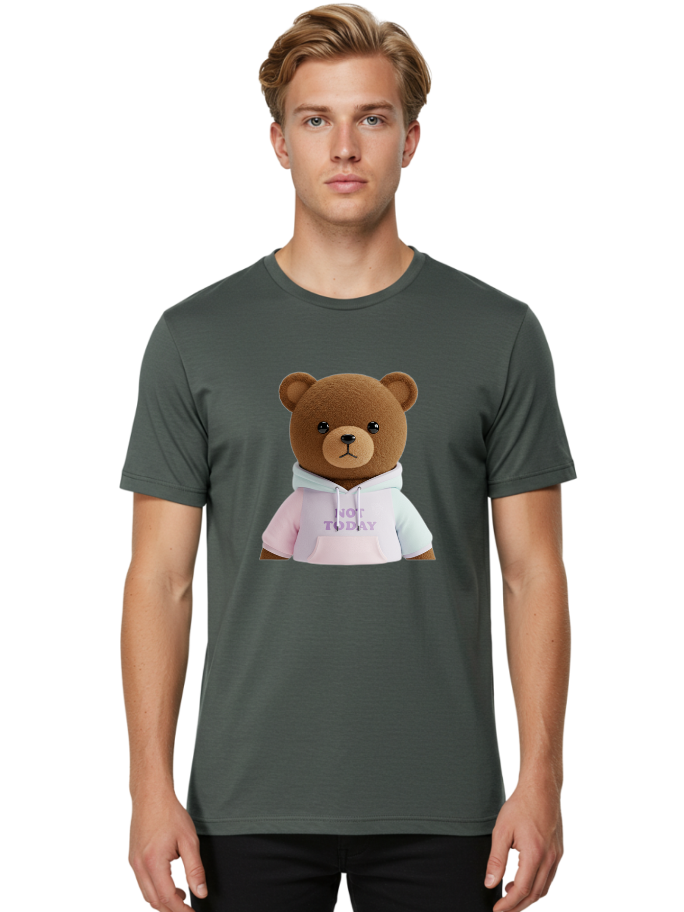Not-Today-Teddy-Bear Men'S Graphic Tee, 100% Cotton, Comfortable Casual Summer Wear, Machine Washable, Vintage Camera, Old Camera, Antique Camera, Black Camera, Classic Photography, Photography Equipment, Nostalgic Device, Film Camera, Bak973