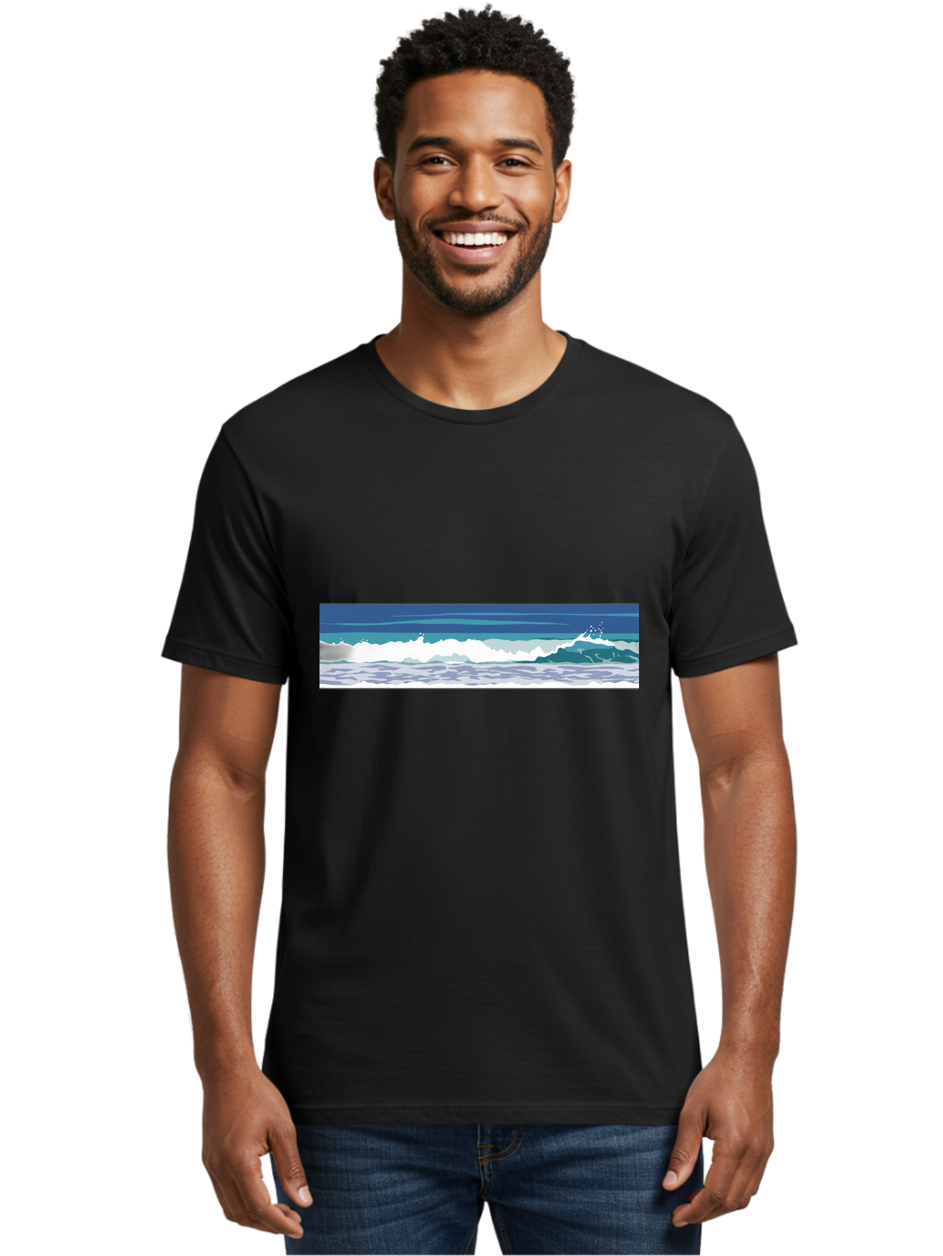 Ocean-Waves-1 Men'S Graphic Tee, 100% Cotton, Comfortable Casual Summer Wear, Machine Washable, Vintage Camera, Old Camera, Antique Camera, Black Camera, Classic Photography, Photography Equipment, Nostalgic Device, Film Camera, Camera Art Bak986