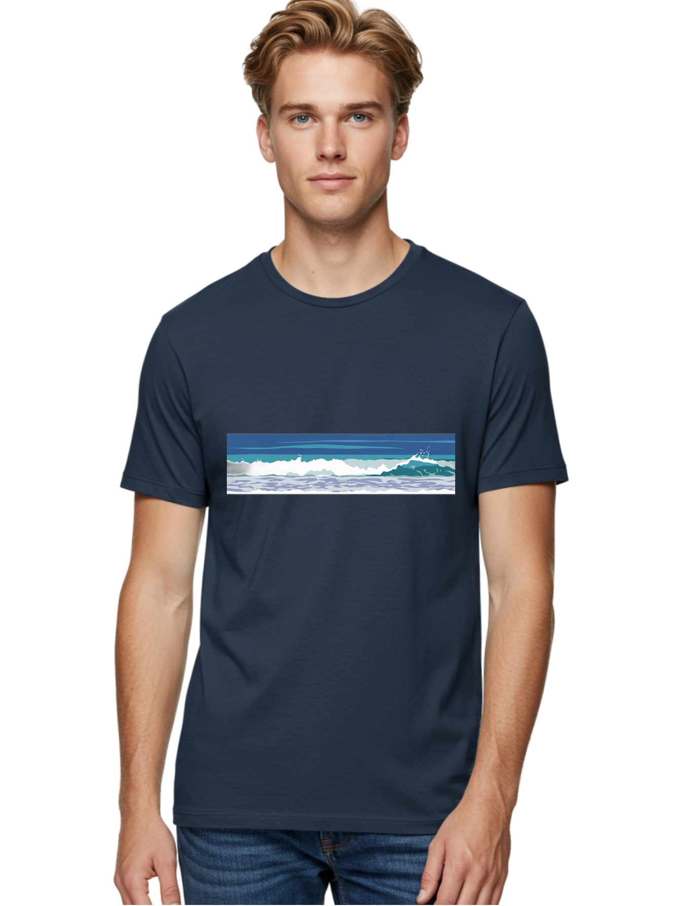 Ocean-Waves-1 Men'S Graphic Tee, 100% Cotton, Comfortable Casual Summer Wear, Machine Washable, Vintage Camera, Old Camera, Antique Camera, Black Camera, Classic Photography, Photography Equipment, Nostalgic Device, Film Camera, Camera Art Bak986