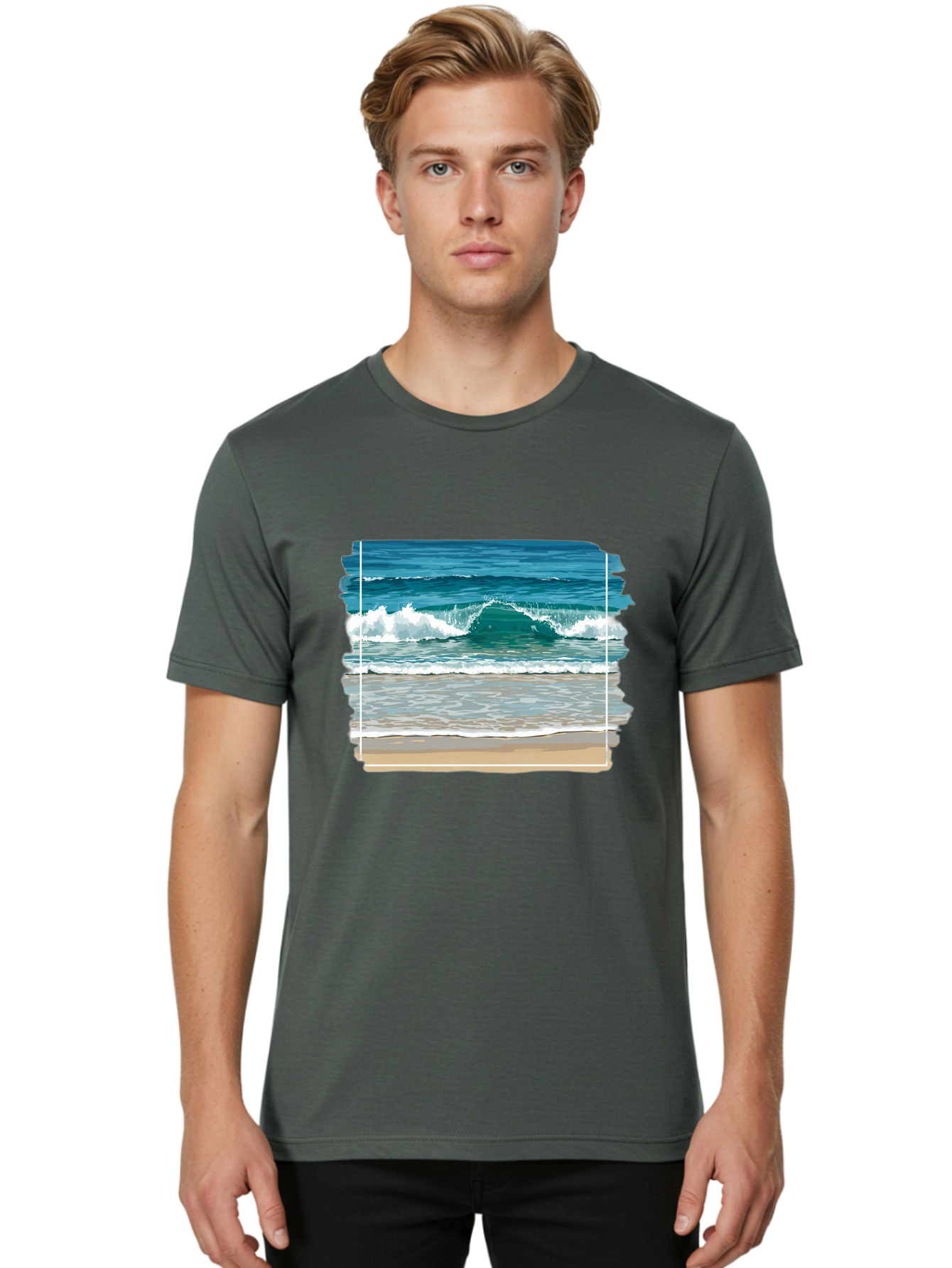 Ocean-Waves-2 Men'S Graphic Tee, 100% Cotton, Comfortable Casual Summer Wear, Machine Washable, Vintage Camera, Old Camera, Antique Camera, Black Camera, Classic Photography, Photography Equipment, Nostalgic Device, Film Camera, Camera Art Bak987
