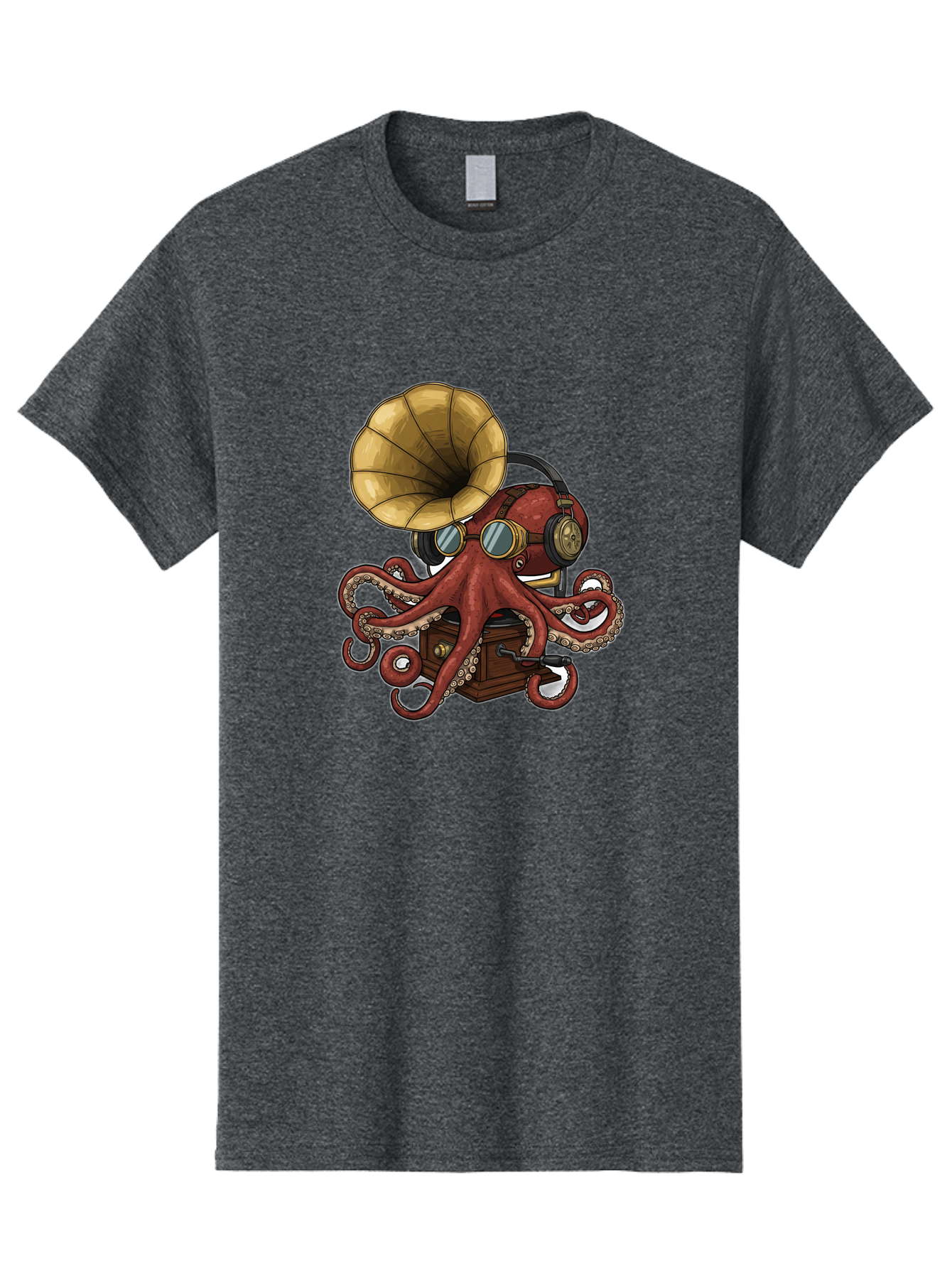Octopus-Gramophone Men'S Graphic Tee, 100% Cotton, Comfortable Casual Summer Wear, Machine Washable, Vintage Camera, Old Camera, Antique Camera, Black Camera, Classic Photography, Photography Equipment, Nostalgic Device, Film Camera, Bak990