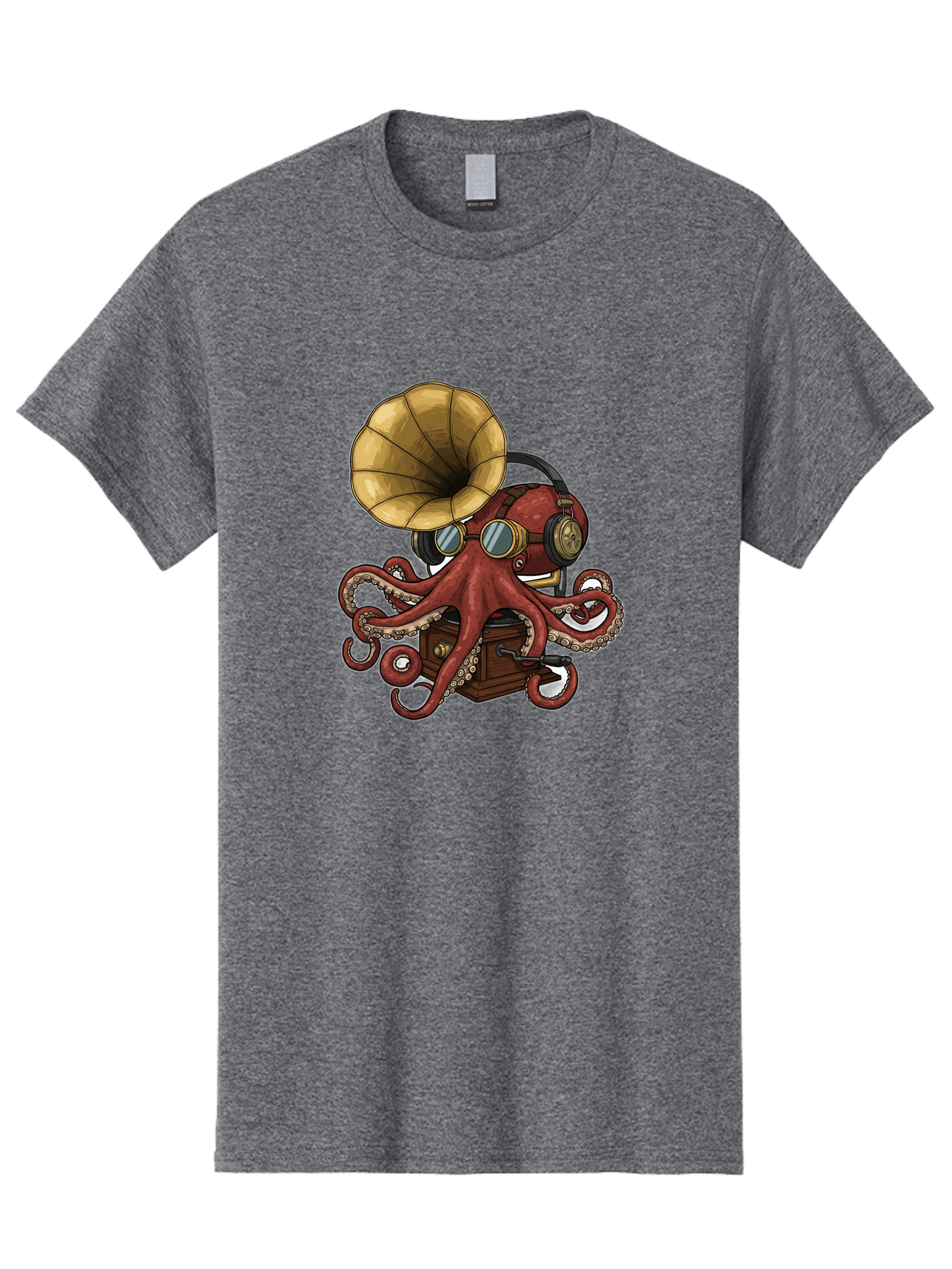 Octopus-Gramophone Men'S Graphic Tee, 100% Cotton, Comfortable Casual Summer Wear, Machine Washable, Vintage Camera, Old Camera, Antique Camera, Black Camera, Classic Photography, Photography Equipment, Nostalgic Device, Film Camera, Bak990