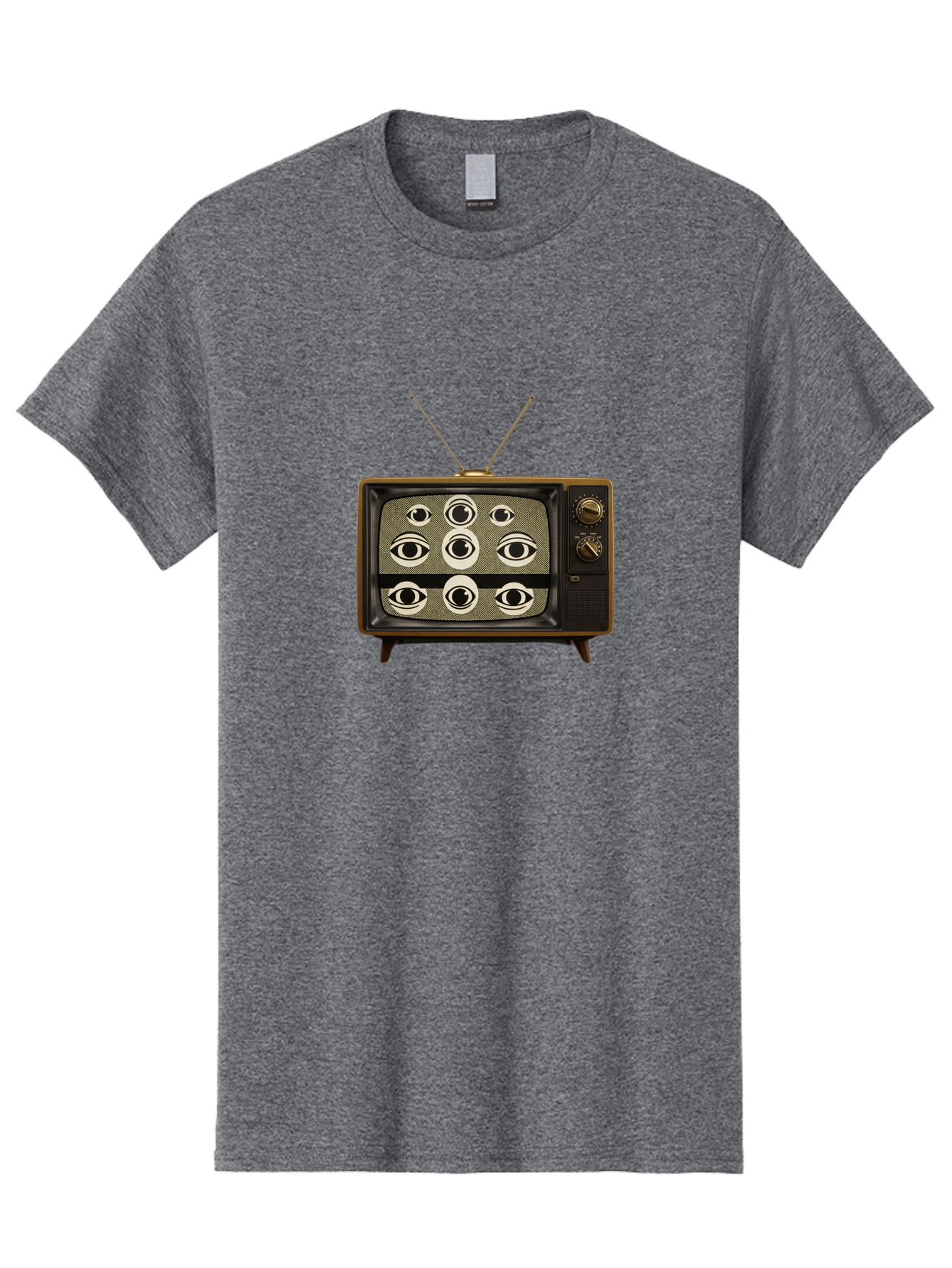 Old-Tv-With-Eyes Men'S Graphic Tee, 100% Cotton, Comfortable Casual Summer Wear, Machine Washable, Vintage Camera, Old Camera, Antique Camera, Black Camera, Classic Photography, Photography Equipment, Nostalgic Device, Film Camera, Camera Art Bak997