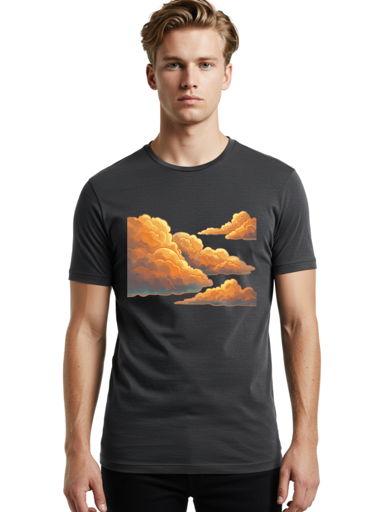 Orange-Clouds Men'S Graphic Tee, 100% Cotton, Comfortable Casual Summer Wear, Machine Washable, Vintage Camera, Old Camera, Antique Camera, Black Camera, Classic Photography, Photography Equipment, Nostalgic Device, Film Camera, Camera Art Bal002