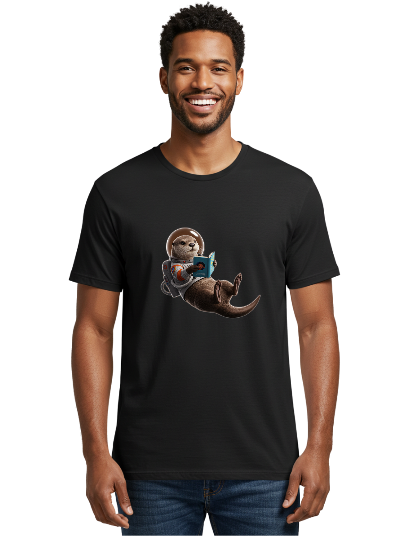 Otter-In-Spacesuit-Reading-Book Men'S Graphic Tee, 100% Cotton, Comfortable Casual Summer Wear, Machine Washable, Vintage Camera, Old Camera, Antique Camera, Black Camera, Classic Photography, Photography Equipment, Nostalgic Device, Bal010