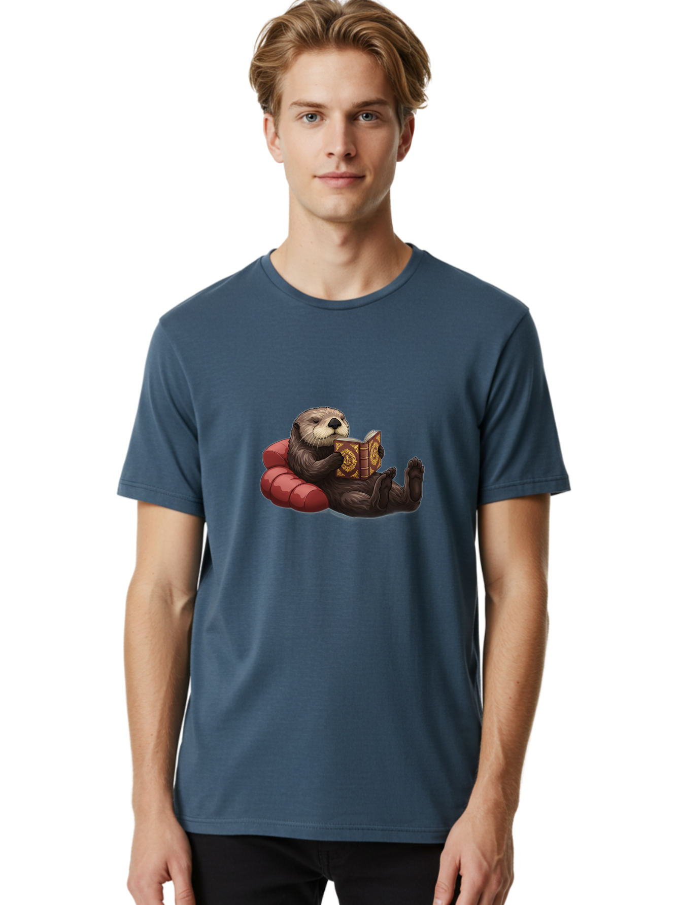 Otter-Reading-Book Men'S Graphic Tee, 100% Cotton, Comfortable Casual Summer Wear, Machine Washable, Vintage Camera, Old Camera, Antique Camera, Black Camera, Classic Photography, Photography Equipment, Nostalgic Device, Film Camera, Bal012