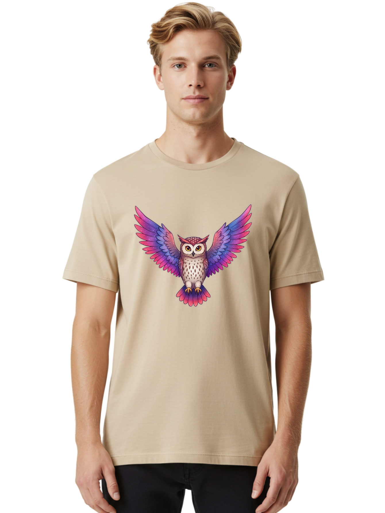Owl-In-Flight Men'S Graphic Tee, 100% Cotton, Comfortable Casual Summer Wear, Machine Washable, Vintage Camera, Old Camera, Antique Camera, Black Camera, Classic Photography, Photography Equipment, Nostalgic Device, Film Camera, Camera Art Bal020