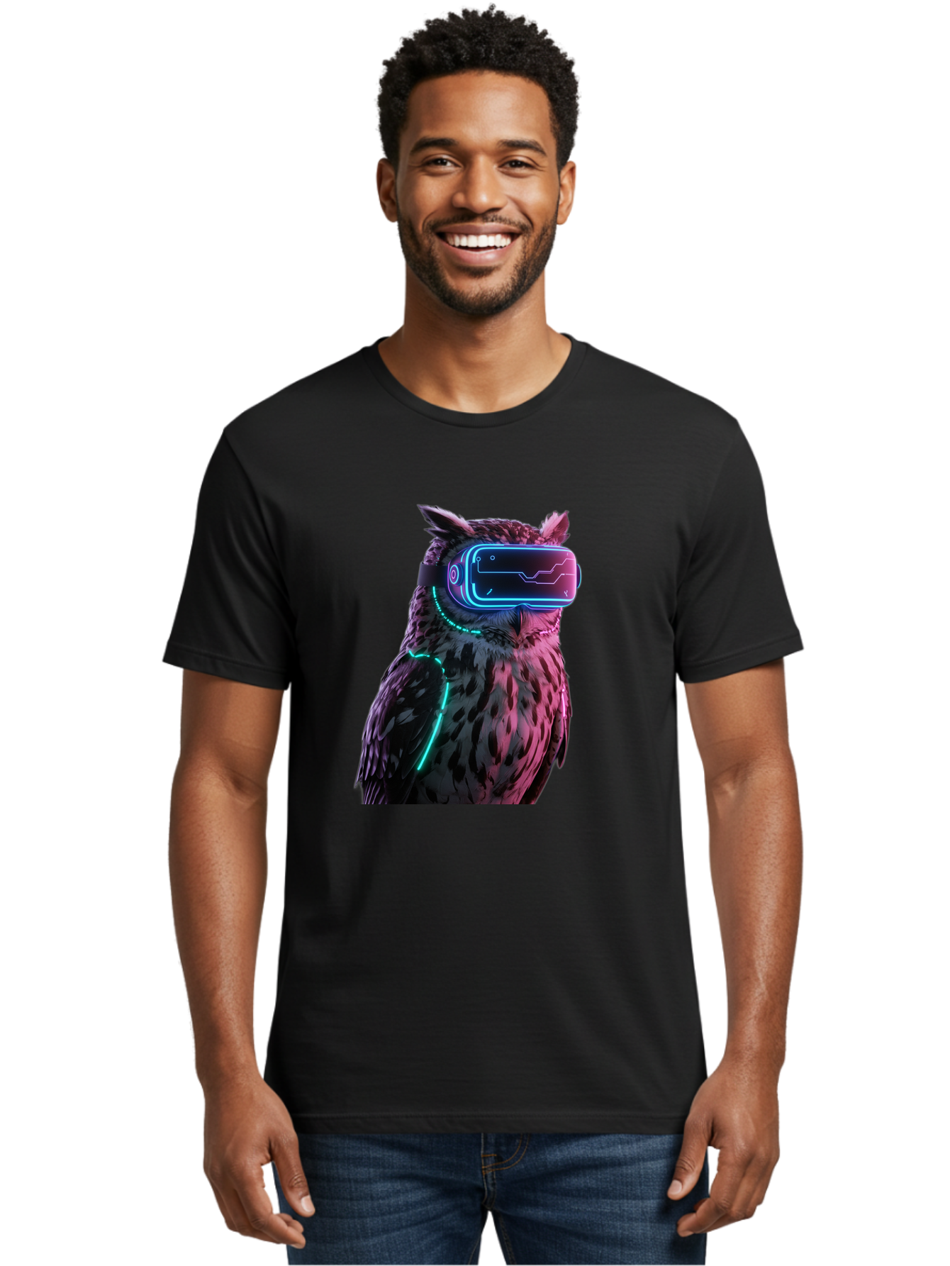 Owl-Vr-Headset-1 Men'S Graphic Tee, 100% Cotton, Comfortable Casual Summer Wear, Machine Washable, Vintage Camera, Old Camera, Antique Camera, Black Camera, Classic Photography, Photography Equipment, Nostalgic Device, Film Camera, Camera Art Bal023