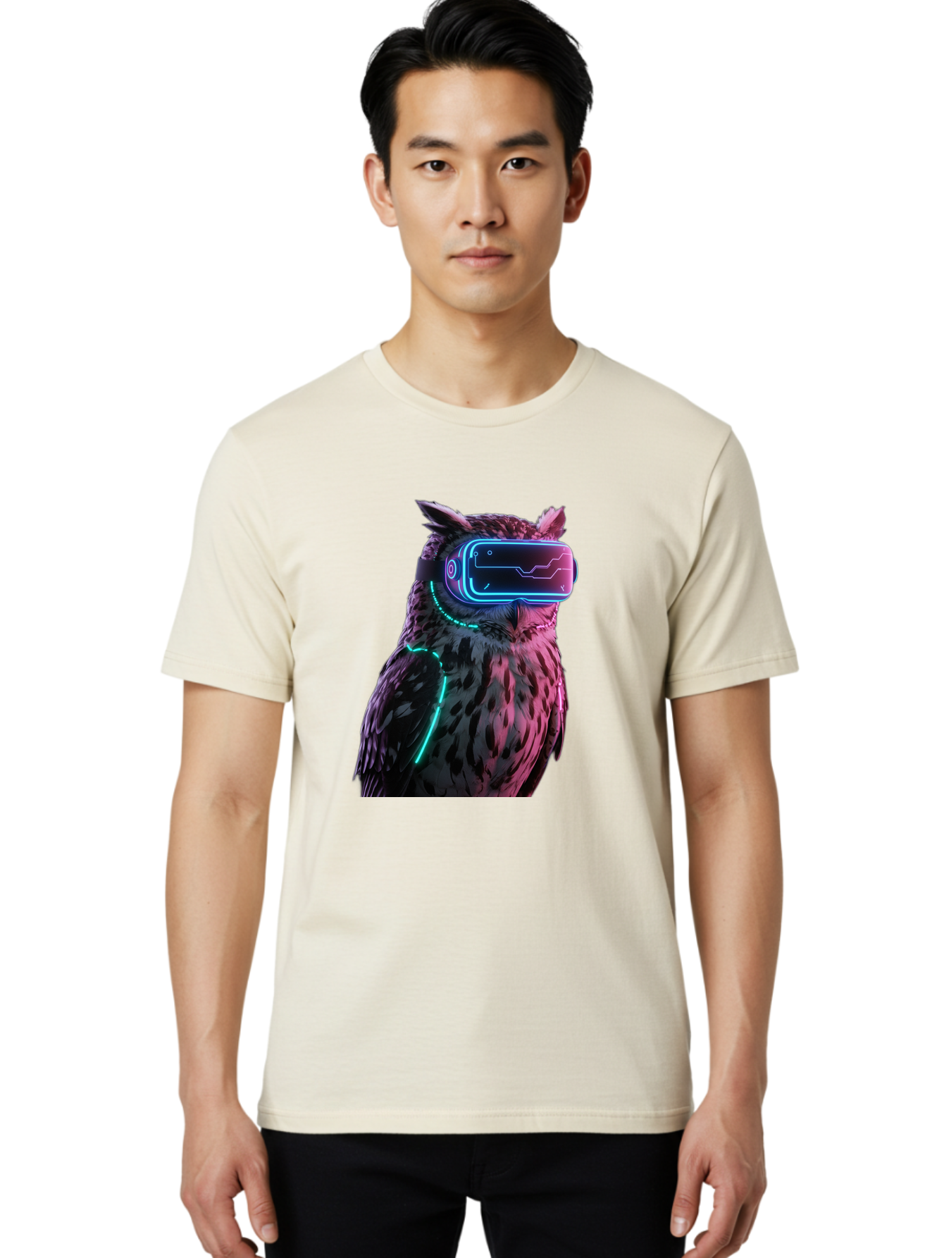 Owl-Vr-Headset-1 Men'S Graphic Tee, 100% Cotton, Comfortable Casual Summer Wear, Machine Washable, Vintage Camera, Old Camera, Antique Camera, Black Camera, Classic Photography, Photography Equipment, Nostalgic Device, Film Camera, Camera Art Bal023