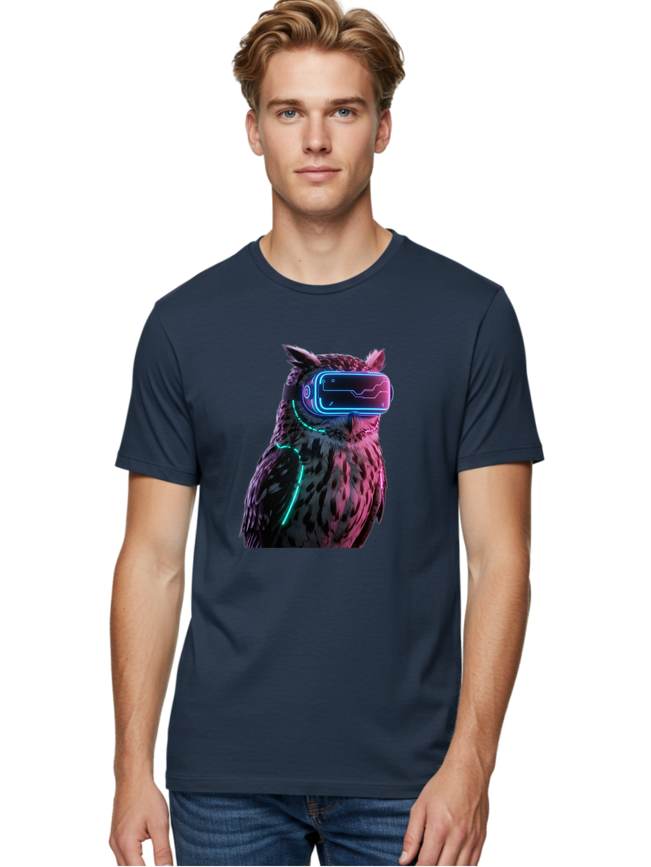 Owl-Vr-Headset-1 Men'S Graphic Tee, 100% Cotton, Comfortable Casual Summer Wear, Machine Washable, Vintage Camera, Old Camera, Antique Camera, Black Camera, Classic Photography, Photography Equipment, Nostalgic Device, Film Camera, Camera Art Bal023