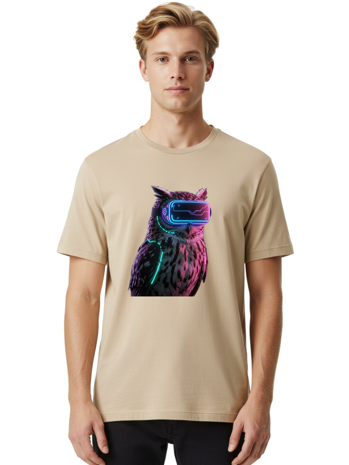 Owl-Vr-Headset-1 Men'S Graphic Tee, 100% Cotton, Comfortable Casual Summer Wear, Machine Washable, Vintage Camera, Old Camera, Antique Camera, Black Camera, Classic Photography, Photography Equipment, Nostalgic Device, Film Camera, Camera Art Bal023