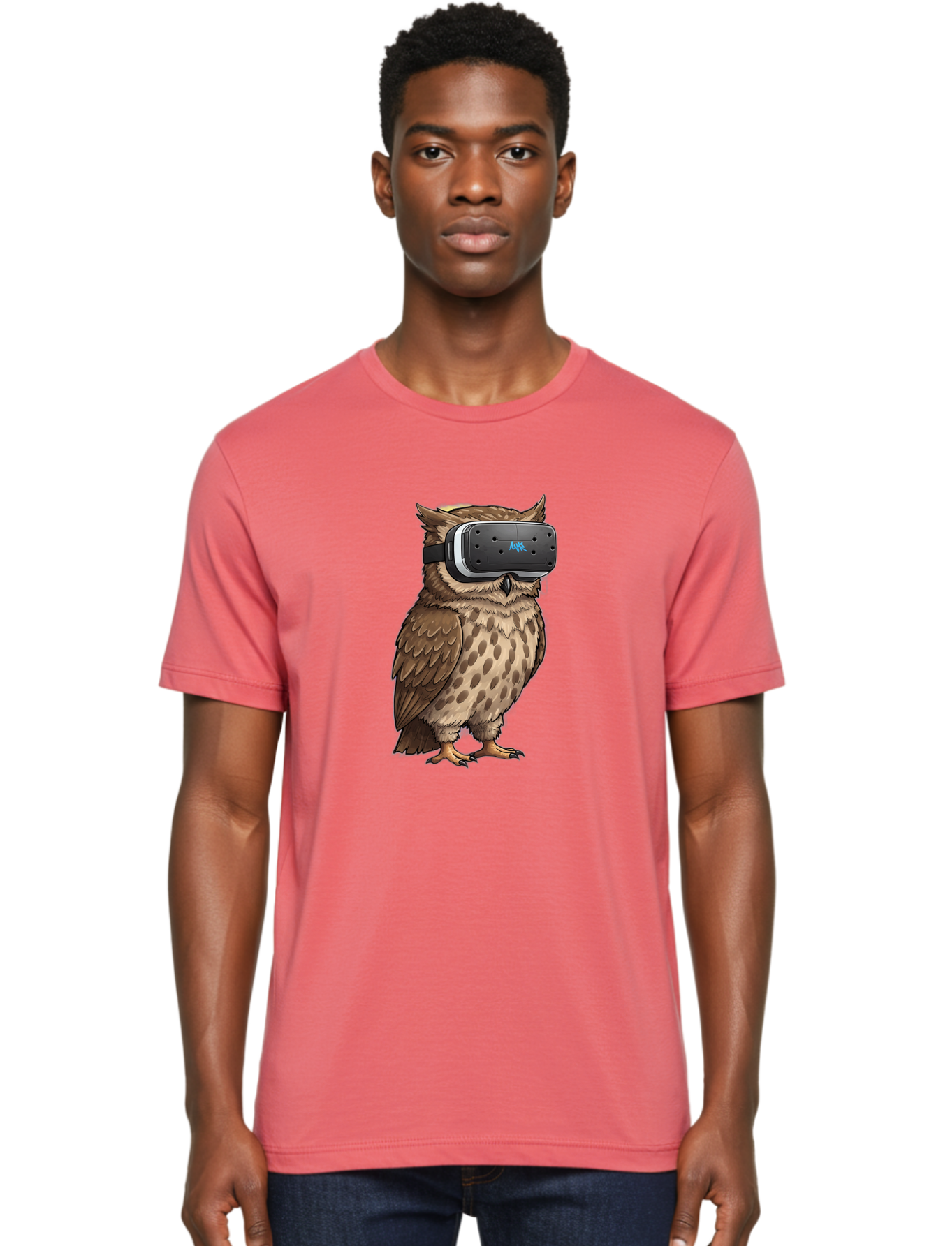 Owl-Wearing-Meta-Quest-3-Vr-Headset Men'S Graphic Tee, 100% Cotton, Comfortable Casual Summer Wear, Machine Washable, Vintage Camera, Old Camera, Antique Camera, Black Camera, Classic Photography, Photography Equipment, Nostalgic Device, Bal025
