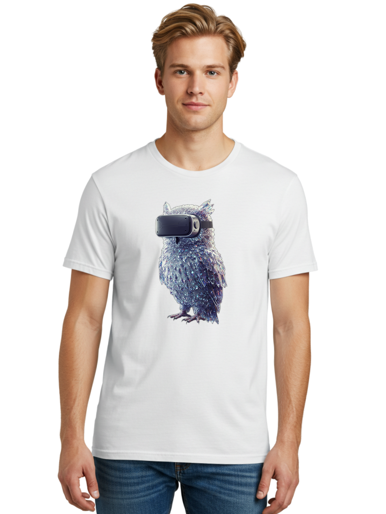 Owl-Wearing-Vr-Headset Men'S Graphic Tee, 100% Cotton, Comfortable Casual Summer Wear, Machine Washable, Vintage Camera, Old Camera, Antique Camera, Black Camera, Classic Photography, Photography Equipment, Nostalgic Device, Film Camera, Bal027