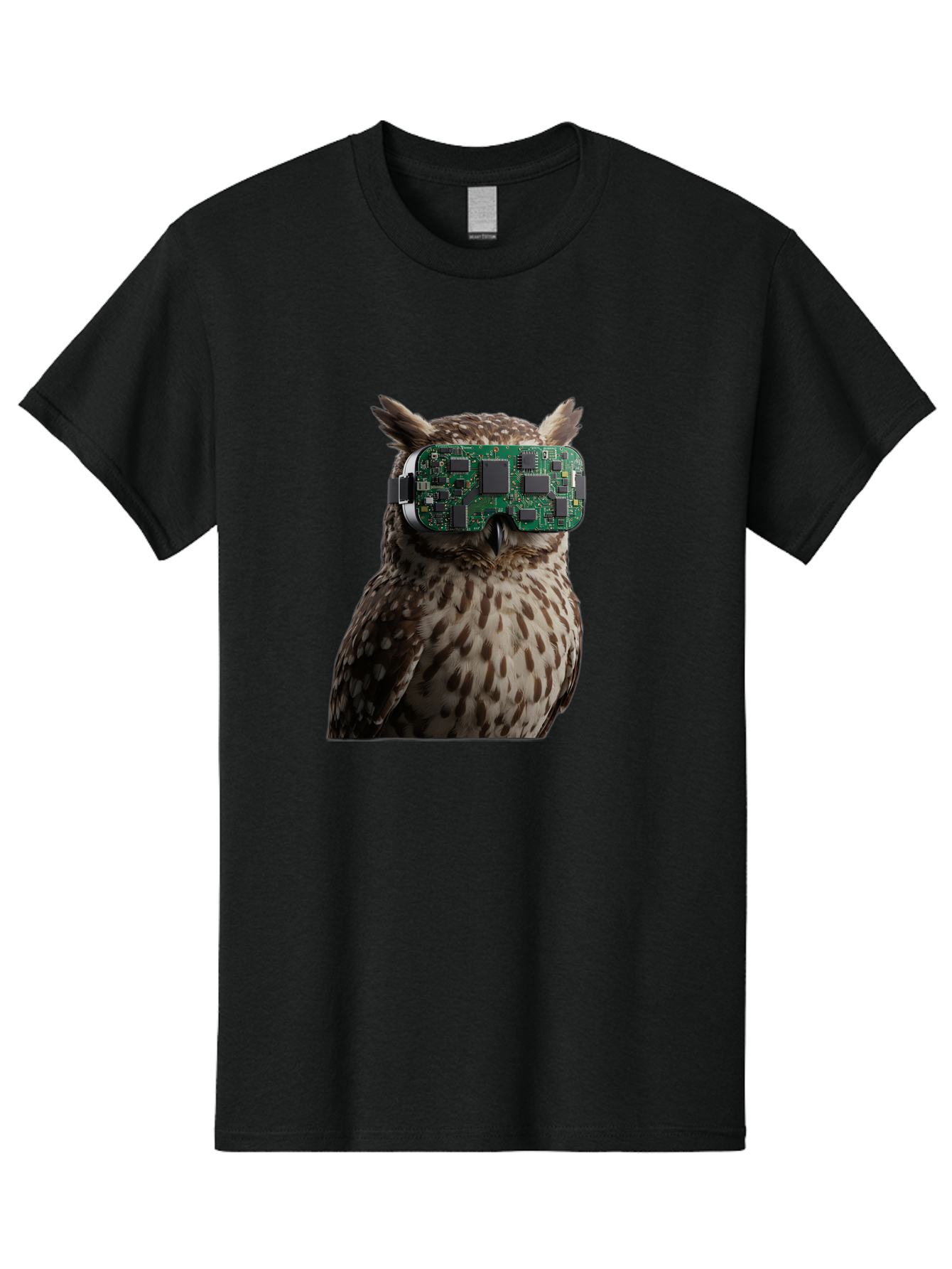 Owl-With-Circuit-Board-Vr-Goggles Men'S Graphic Tee, 100% Cotton, Comfortable Casual Summer Wear, Machine Washable, Vintage Camera, Old Camera, Antique Camera, Black Camera, Classic Photography, Photography Equipment, Nostalgic Device, Bal028