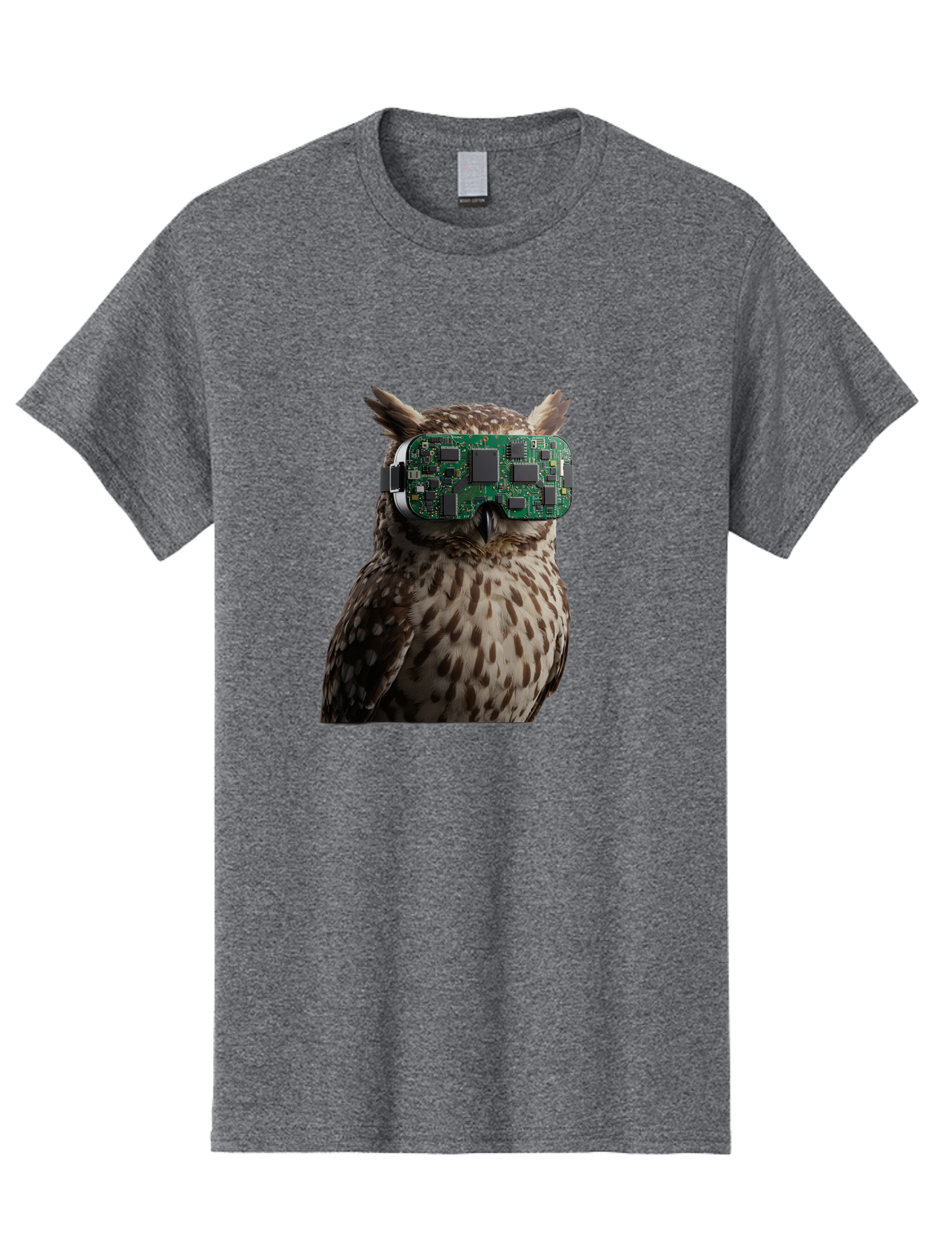 Owl-With-Circuit-Board-Vr-Goggles Men'S Graphic Tee, 100% Cotton, Comfortable Casual Summer Wear, Machine Washable, Vintage Camera, Old Camera, Antique Camera, Black Camera, Classic Photography, Photography Equipment, Nostalgic Device, Bal028