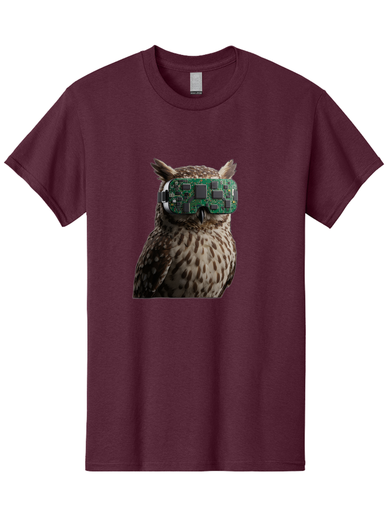Owl-With-Circuit-Board-Vr-Goggles Men'S Graphic Tee, 100% Cotton, Comfortable Casual Summer Wear, Machine Washable, Vintage Camera, Old Camera, Antique Camera, Black Camera, Classic Photography, Photography Equipment, Nostalgic Device, Bal028