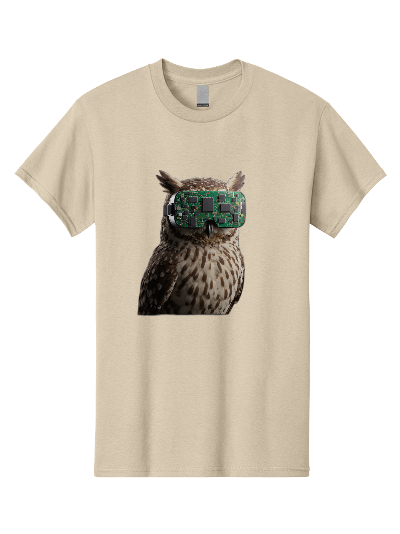 Owl-With-Circuit-Board-Vr-Goggles Men'S Graphic Tee, 100% Cotton, Comfortable Casual Summer Wear, Machine Washable, Vintage Camera, Old Camera, Antique Camera, Black Camera, Classic Photography, Photography Equipment, Nostalgic Device, Bal028