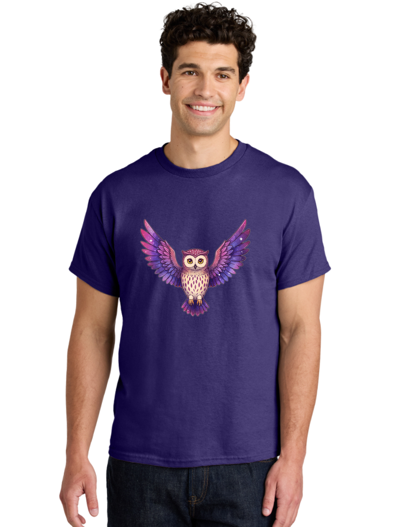 Owl-With-Galaxy-Feathers Men'S Graphic Tee, 100% Cotton, Comfortable Casual Summer Wear, Machine Washable, Vintage Camera, Old Camera, Antique Camera, Black Camera, Classic Photography, Photography Equipment, Nostalgic Device, Film Camera, Bal029