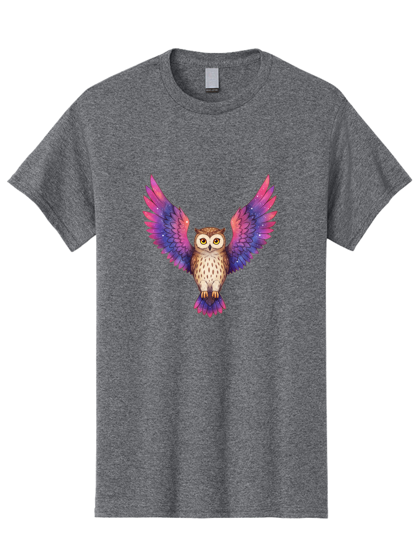 Owl-With-Galaxy-Wings-1 Men'S Graphic Tee, 100% Cotton, Comfortable Casual Summer Wear, Machine Washable, Vintage Camera, Old Camera, Antique Camera, Black Camera, Classic Photography, Photography Equipment, Nostalgic Device, Film Camera, Bal030