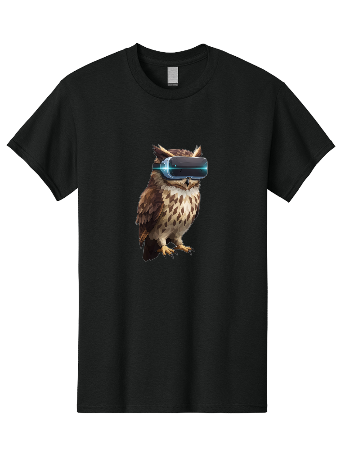 Owl-With-Vr-Headset-1 Men'S Graphic Tee, 100% Cotton, Comfortable Casual Summer Wear, Machine Washable, Vintage Camera, Old Camera, Antique Camera, Black Camera, Classic Photography, Photography Equipment, Nostalgic Device, Film Camera, Bal032