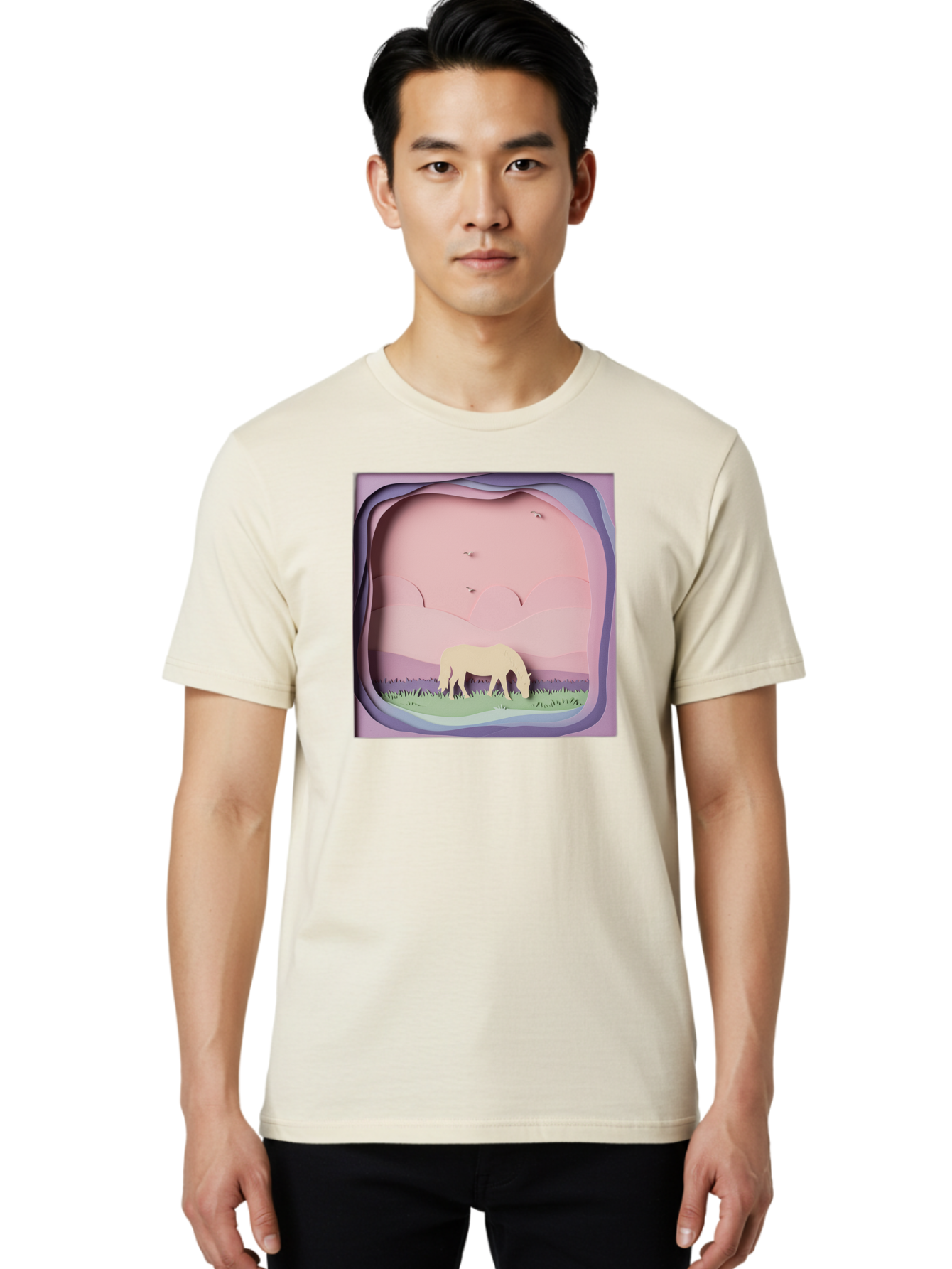 Paper-Cut-Horse Men'S Graphic Tee, 100% Cotton, Comfortable Casual Summer Wear, Machine Washable, Vintage Camera, Old Camera, Antique Camera, Black Camera, Classic Photography, Photography Equipment, Nostalgic Device, Film Camera, Camera Art Bal049