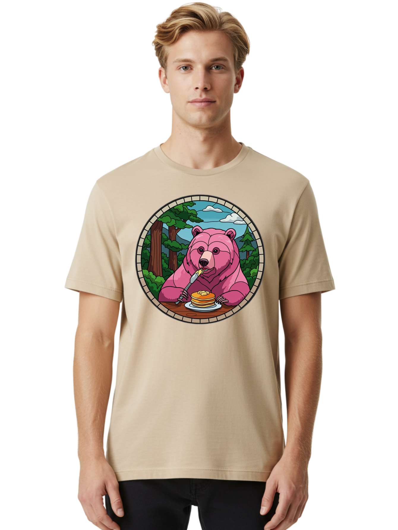 Pink-Bear-Eating-Pancakes Men'S Graphic Tee, 100% Cotton, Comfortable Casual Summer Wear, Machine Washable, Vintage Camera, Old Camera, Antique Camera, Black Camera, Classic Photography, Photography Equipment, Nostalgic Device, Film Camera, Bal078