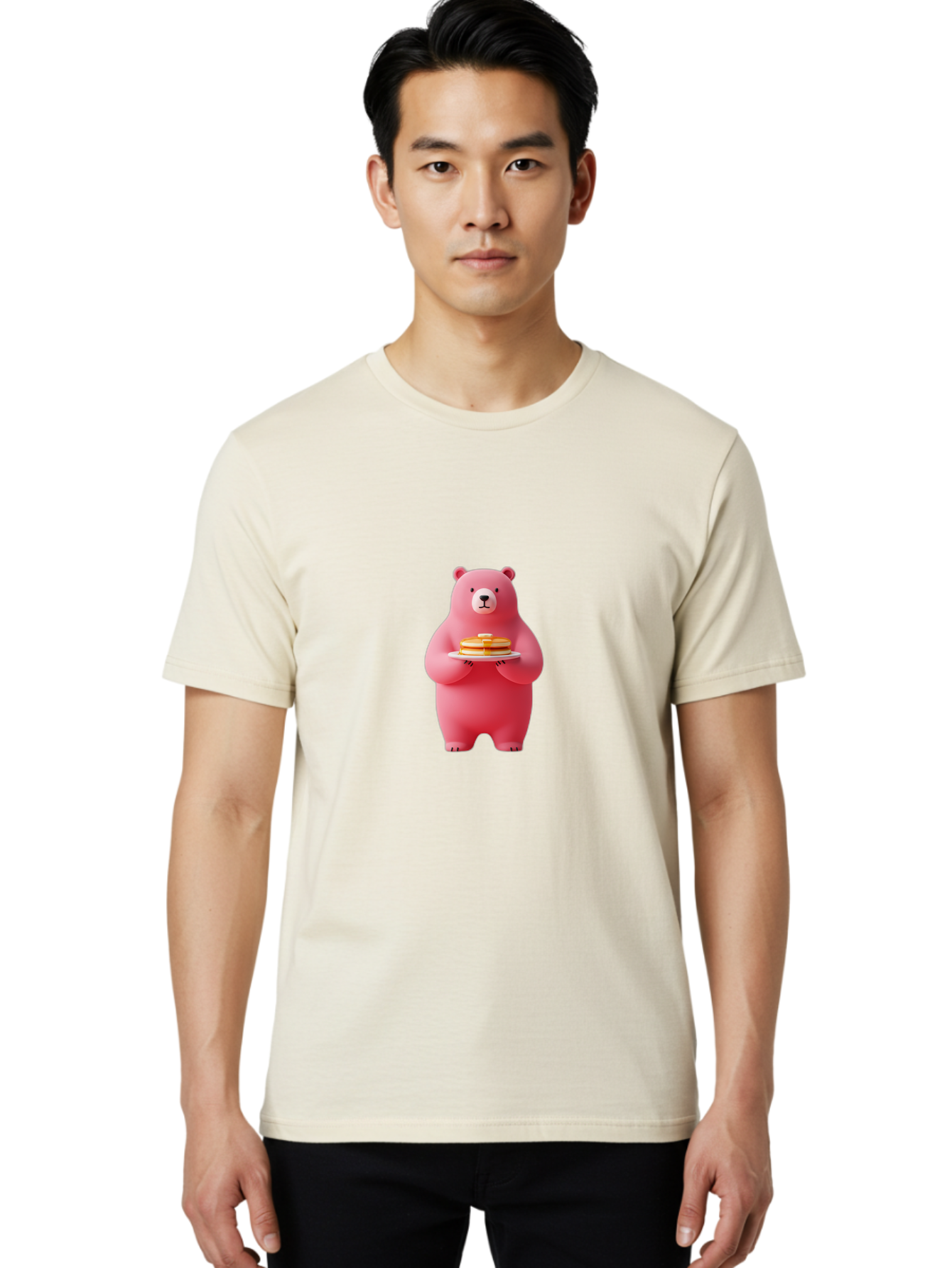Pink-Bear-Holding-Pancakes Men'S Graphic Tee, 100% Cotton, Comfortable Casual Summer Wear, Machine Washable, Vintage Camera, Old Camera, Antique Camera, Black Camera, Classic Photography, Photography Equipment, Nostalgic Device, Film Camera, Bal079
