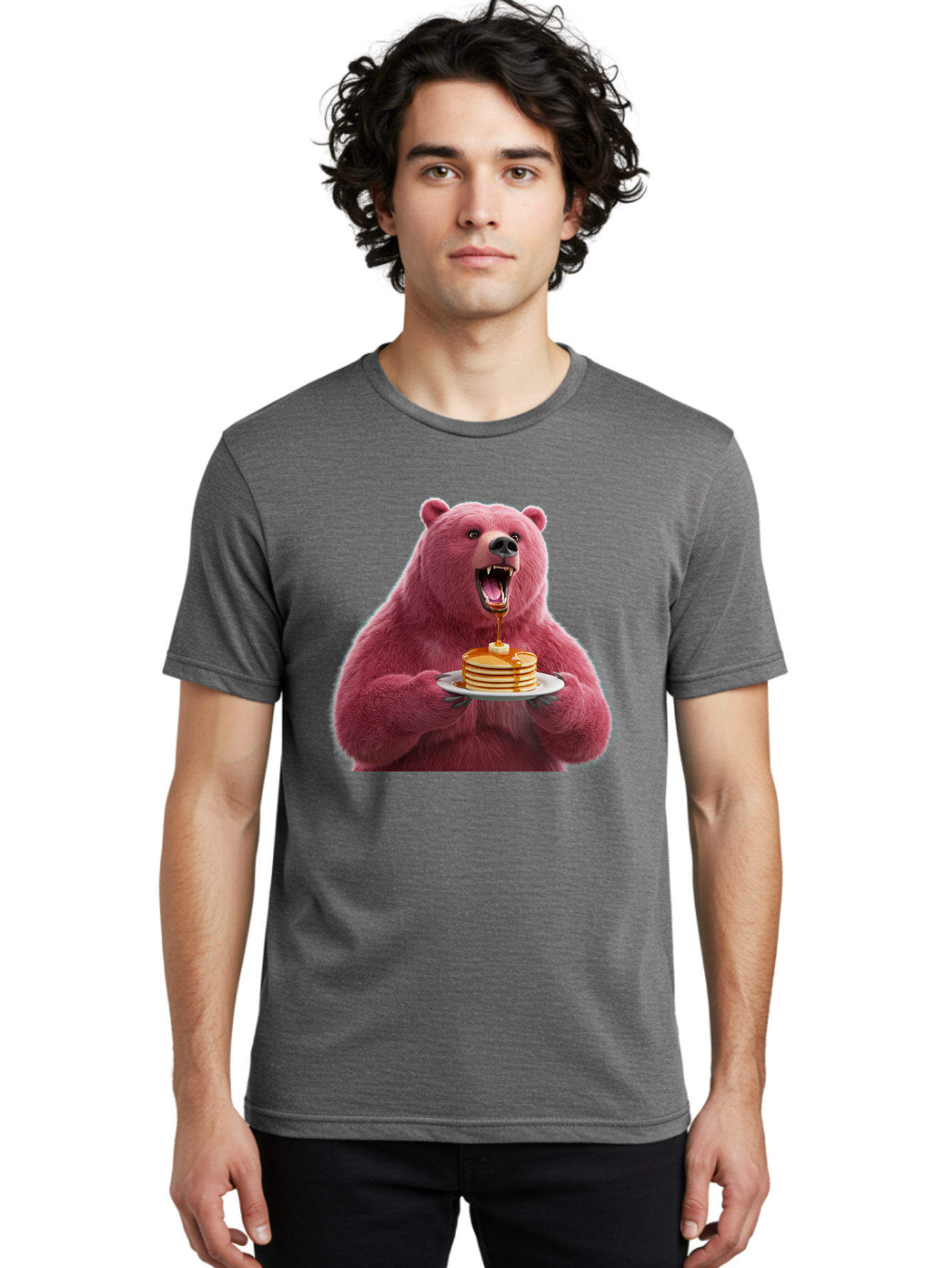 Pink-Bear-Pancakes-1 Men'S Graphic Tee, 100% Cotton, Comfortable Casual Summer Wear, Machine Washable, Vintage Camera, Old Camera, Antique Camera, Black Camera, Classic Photography, Photography Equipment, Nostalgic Device, Film Camera, Bal080