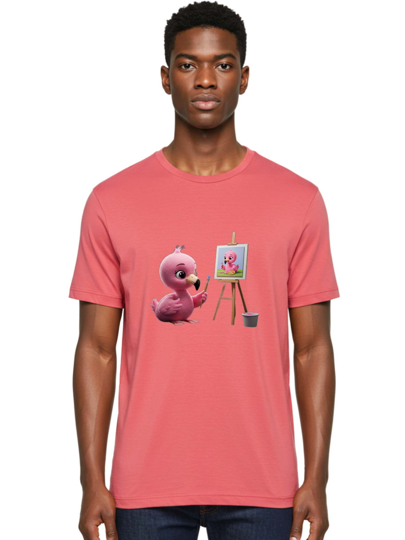 Pink-Bird-Painting Men'S Graphic Tee, 100% Cotton, Comfortable Casual Summer Wear, Machine Washable, Vintage Camera, Old Camera, Antique Camera, Black Camera, Classic Photography, Photography Equipment, Nostalgic Device, Film Camera, Bal083