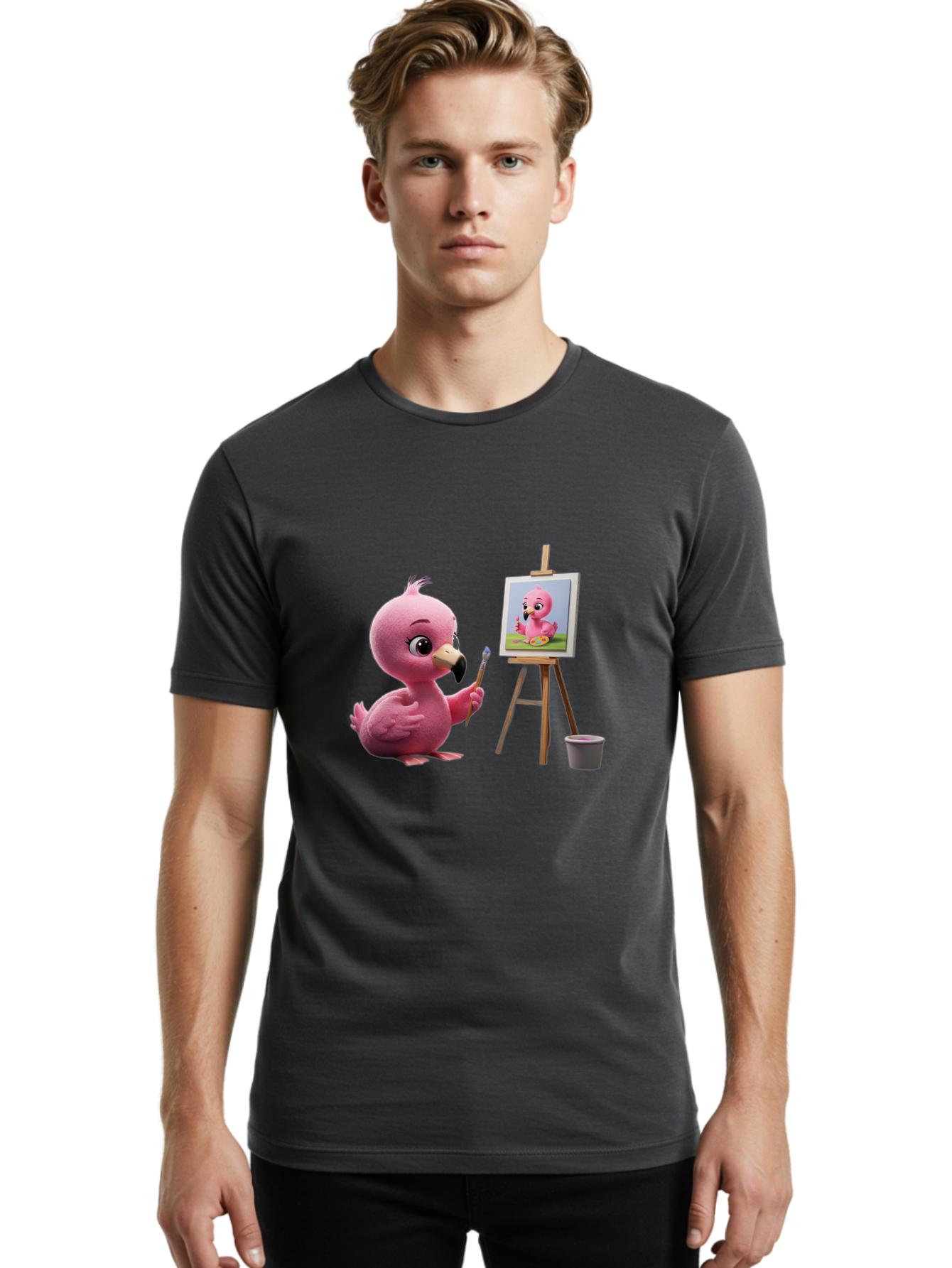 Pink-Bird-Painting Men'S Graphic Tee, 100% Cotton, Comfortable Casual Summer Wear, Machine Washable, Vintage Camera, Old Camera, Antique Camera, Black Camera, Classic Photography, Photography Equipment, Nostalgic Device, Film Camera, Bal083