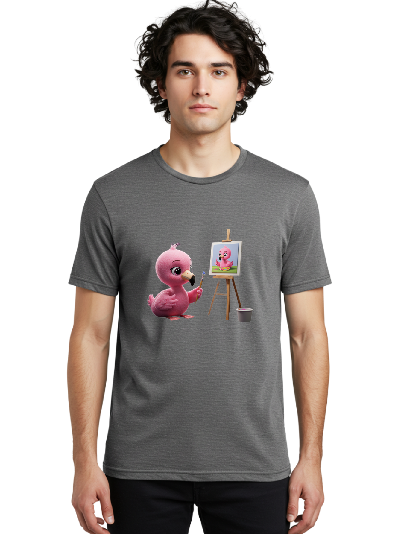 Pink-Bird-Painting Men'S Graphic Tee, 100% Cotton, Comfortable Casual Summer Wear, Machine Washable, Vintage Camera, Old Camera, Antique Camera, Black Camera, Classic Photography, Photography Equipment, Nostalgic Device, Film Camera, Bal083