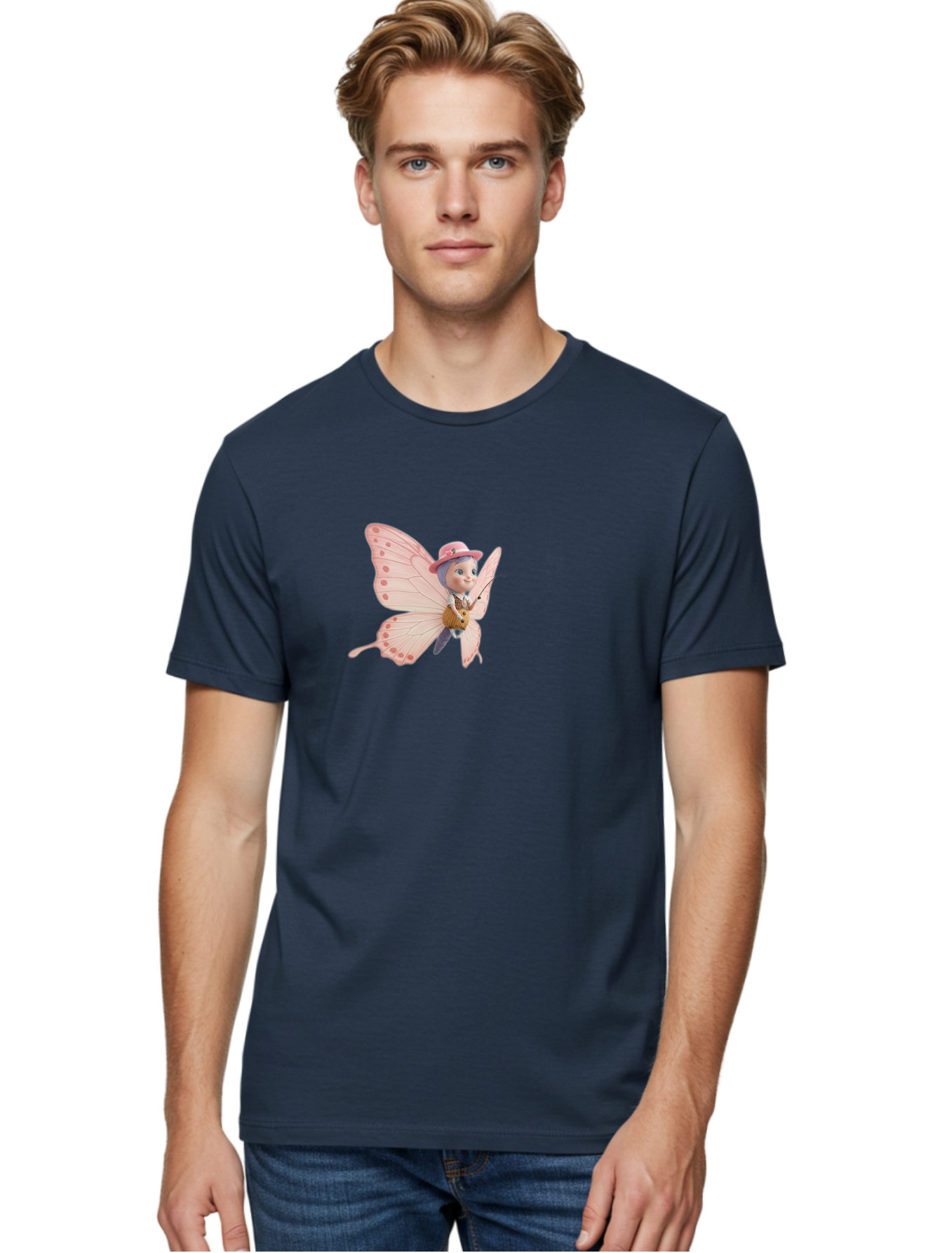 Pink-Butterfly-1 Men'S Graphic Tee, 100% Cotton, Comfortable Casual Summer Wear, Machine Washable, Vintage Camera, Old Camera, Antique Camera, Black Camera, Classic Photography, Photography Equipment, Nostalgic Device, Film Camera, Camera Art Bal086